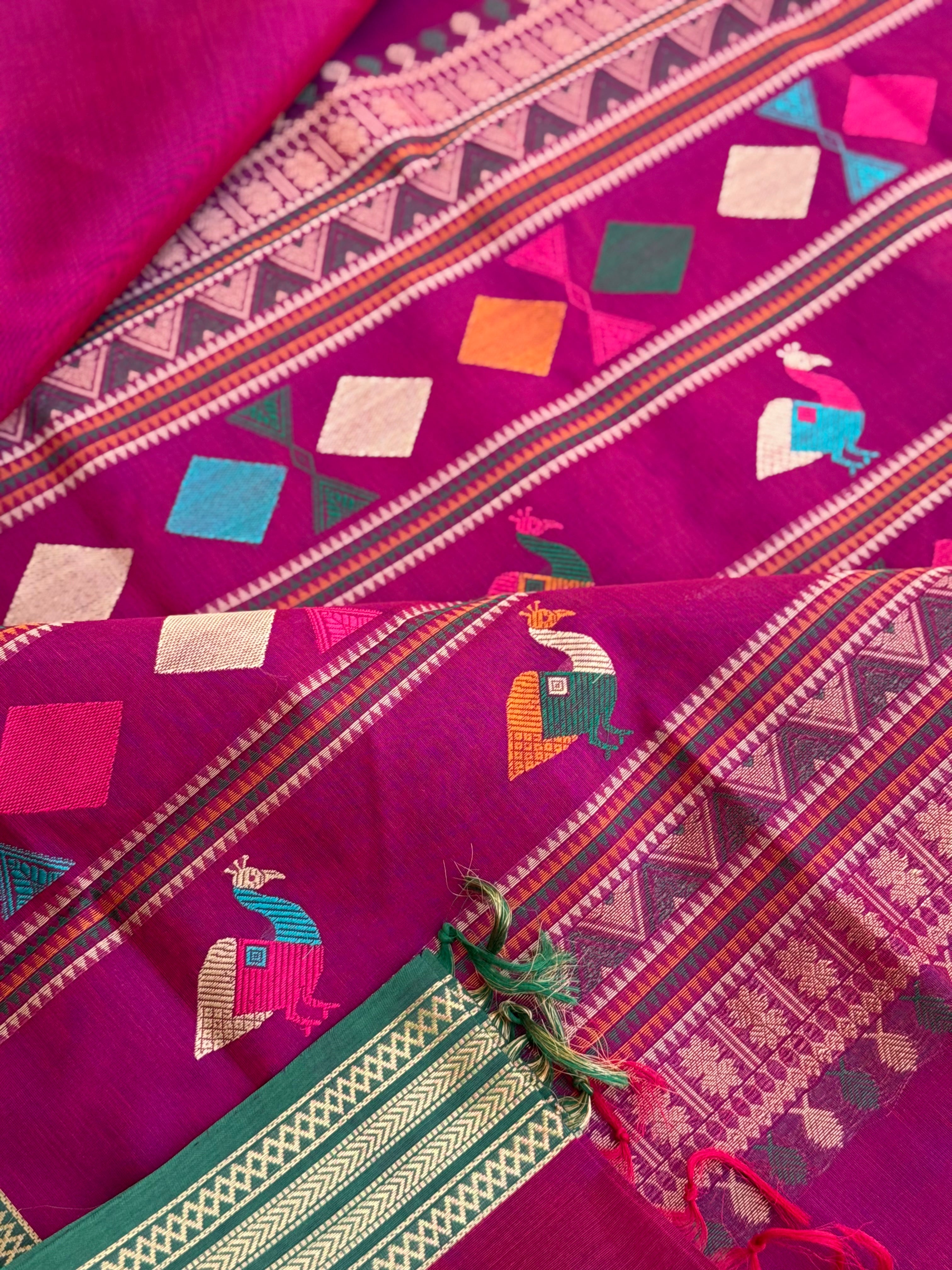 Bomkai inspired Kanchi silk cotton saree
