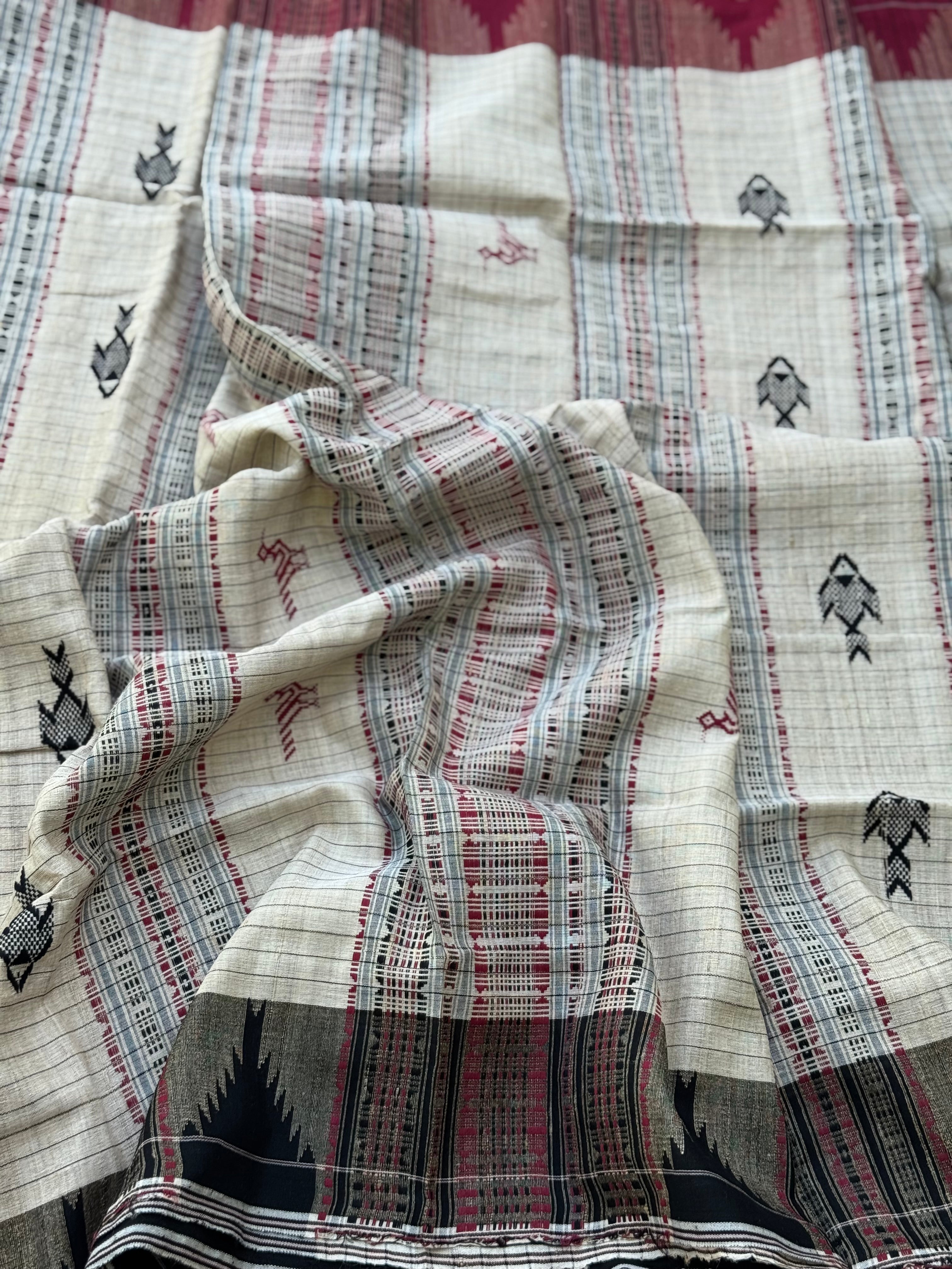 Organic tussar by cotton kotpad Odisha weave saree