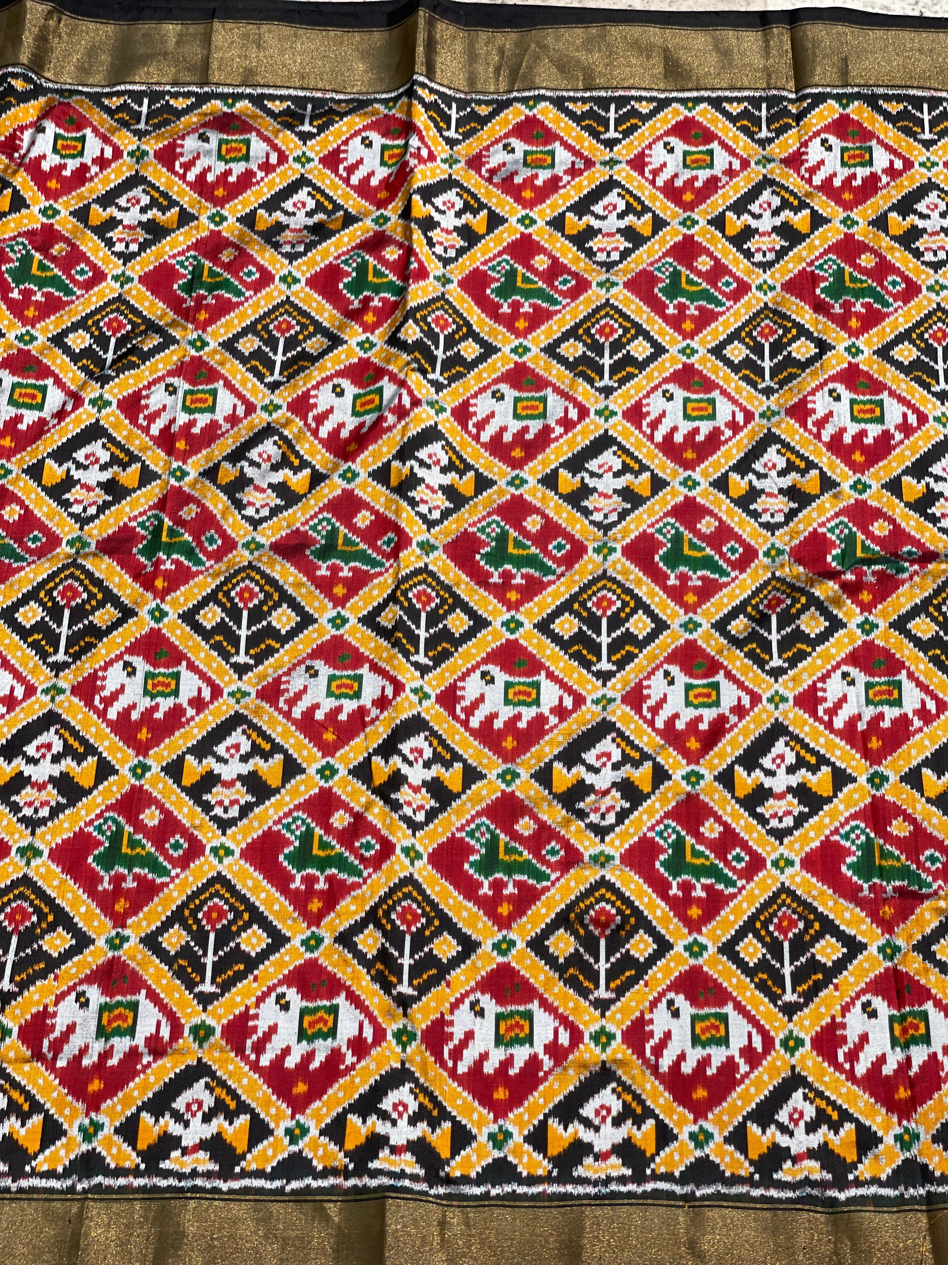 Pure Mulberry Silk Narikunjar inspired Patola ikkat Yardage
