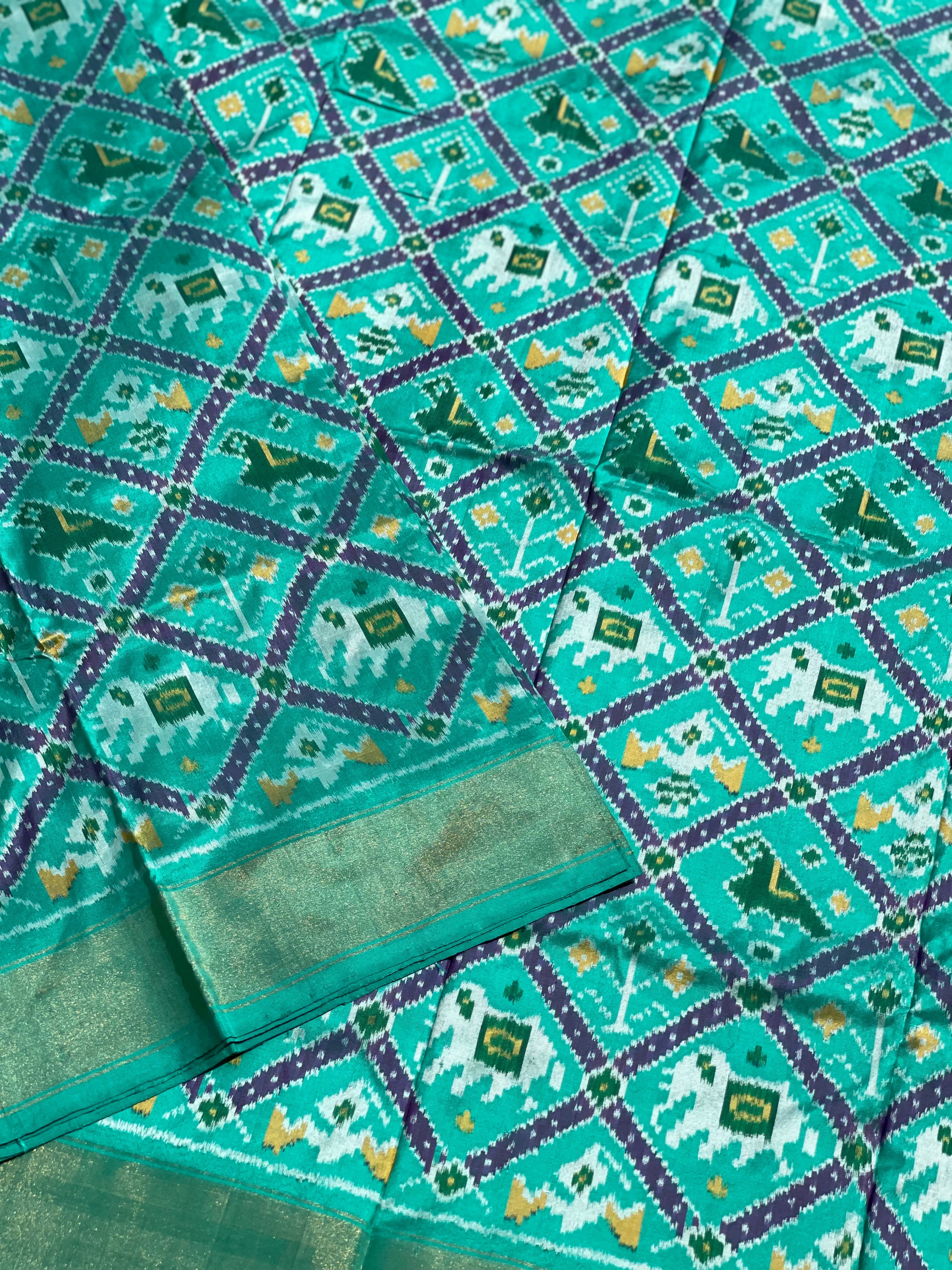 Pure Mulberry Silk Patola Narikunjar Inspired Ikkat Yardage