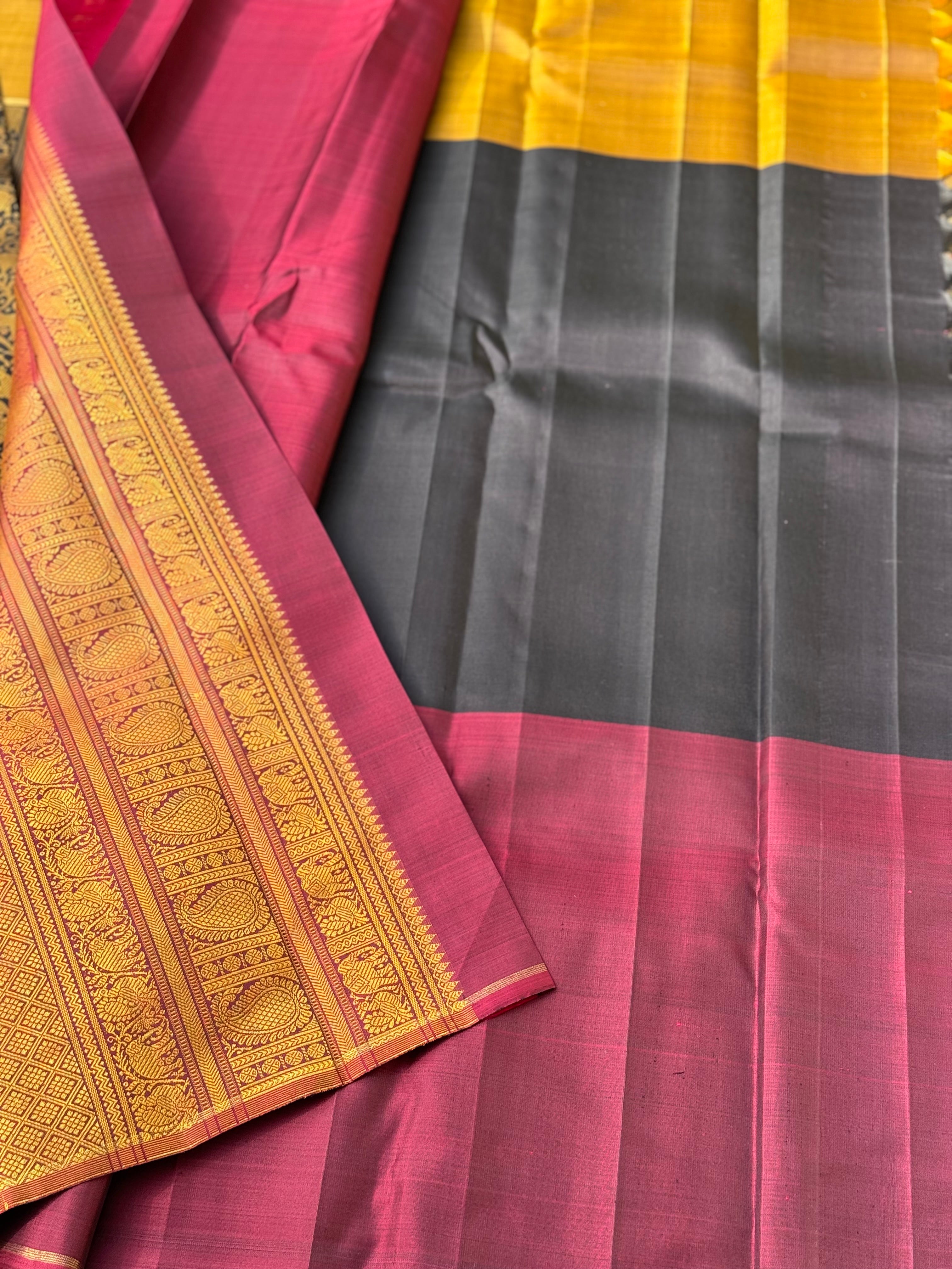 Threadwork Kanchivaram Silk Saree Wlith mubbagam vanasingaram weave