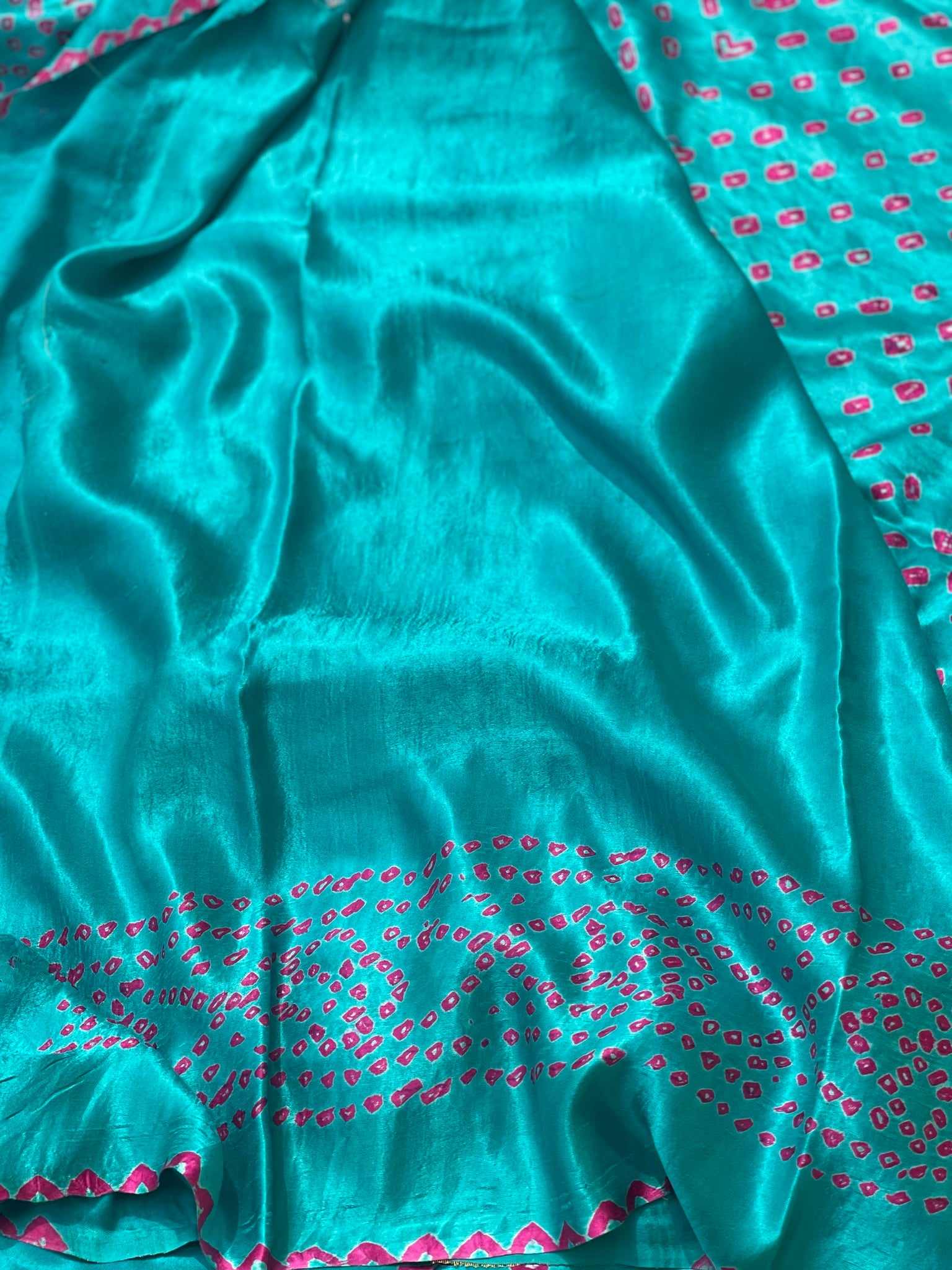 Tie And Dye Hand Knotted Rai Bandhej Gajji Silk Saree