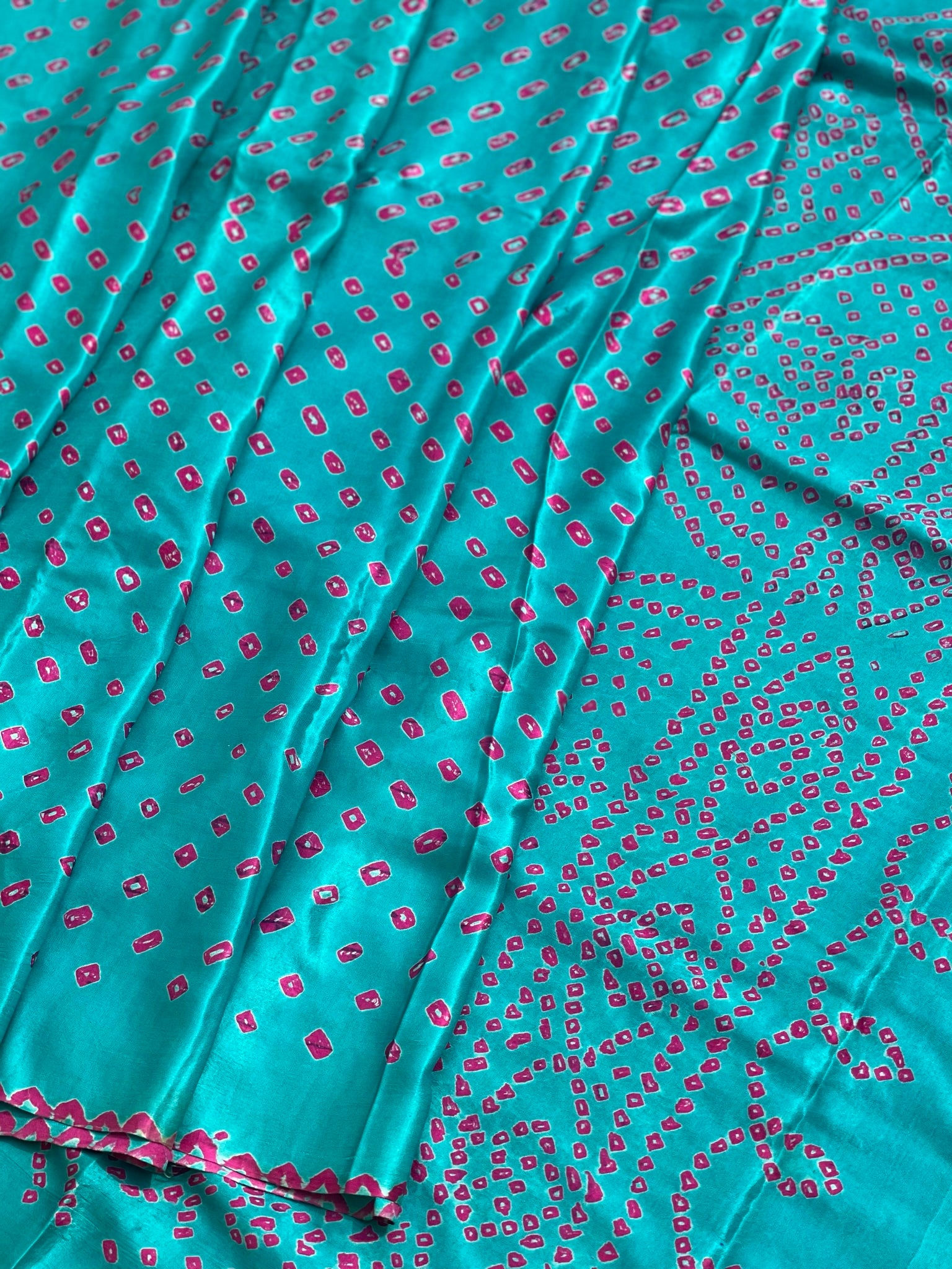 Tie And Dye Hand Knotted Rai Bandhej Gajji Silk Saree