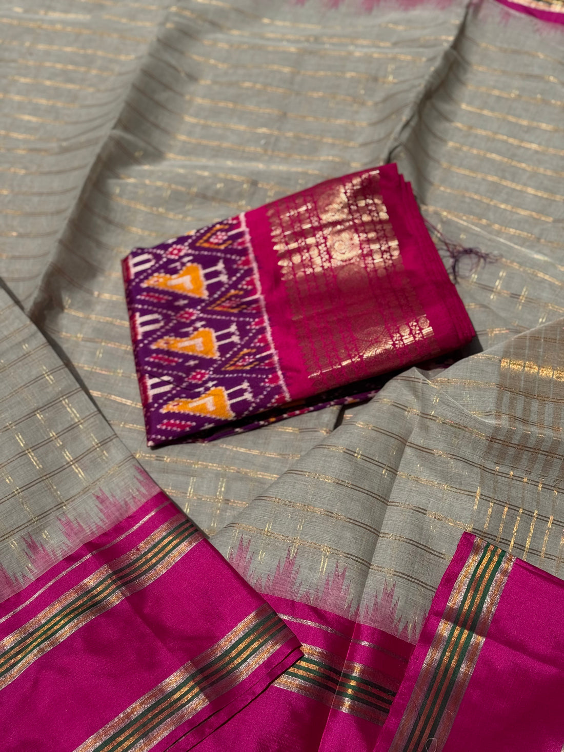 Handspun and handwoven ponduru Khadhi jamdani cotton saree