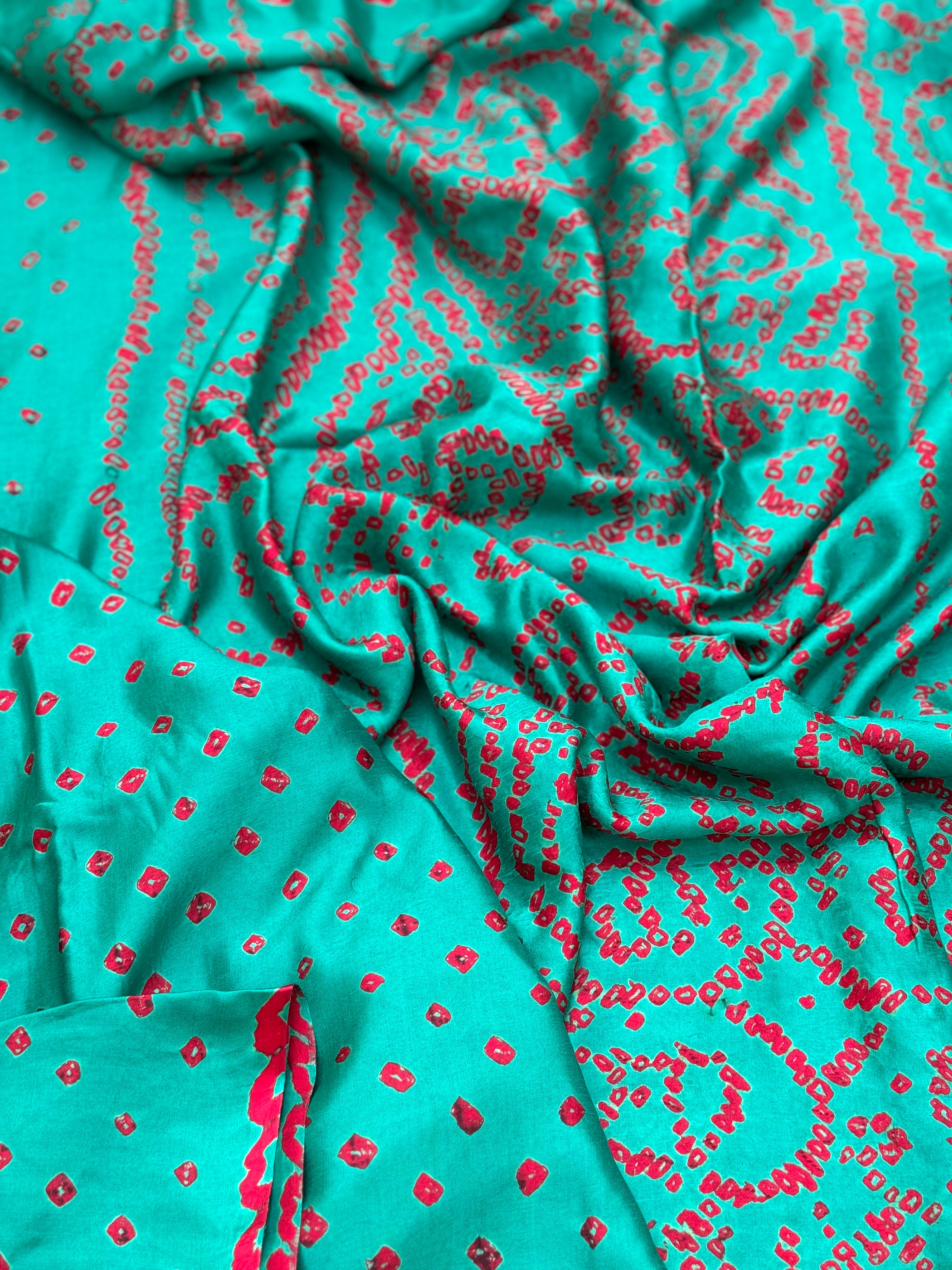 Tie And Dye Hand Knotted Rai Bandhej Gajji Silk Saree