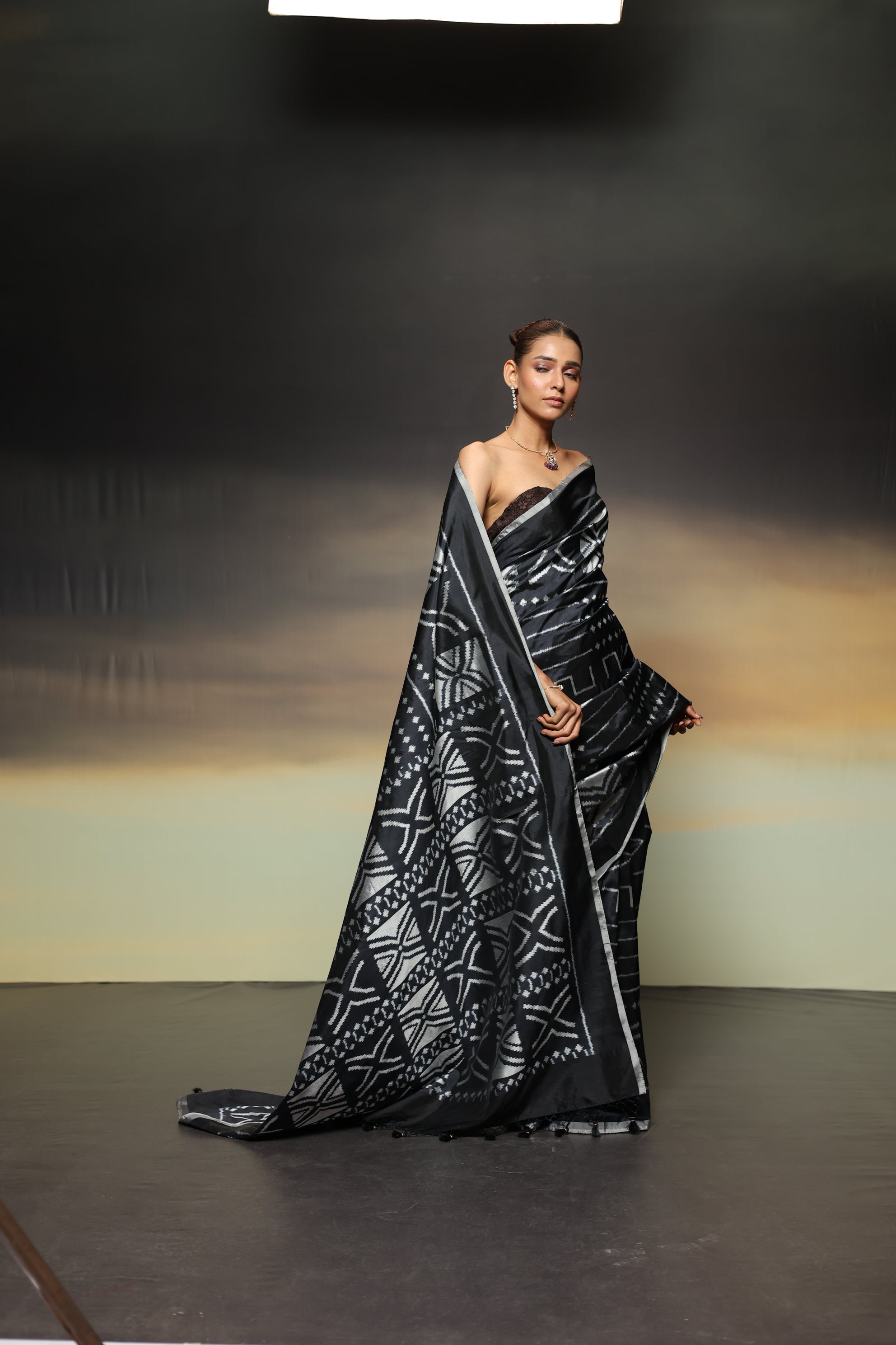 MAGIZHAM- Magnificent African tribal motifs silk ikkat inspired from Mali Bamana tribal symbols BOGOLANFINI mud cloth