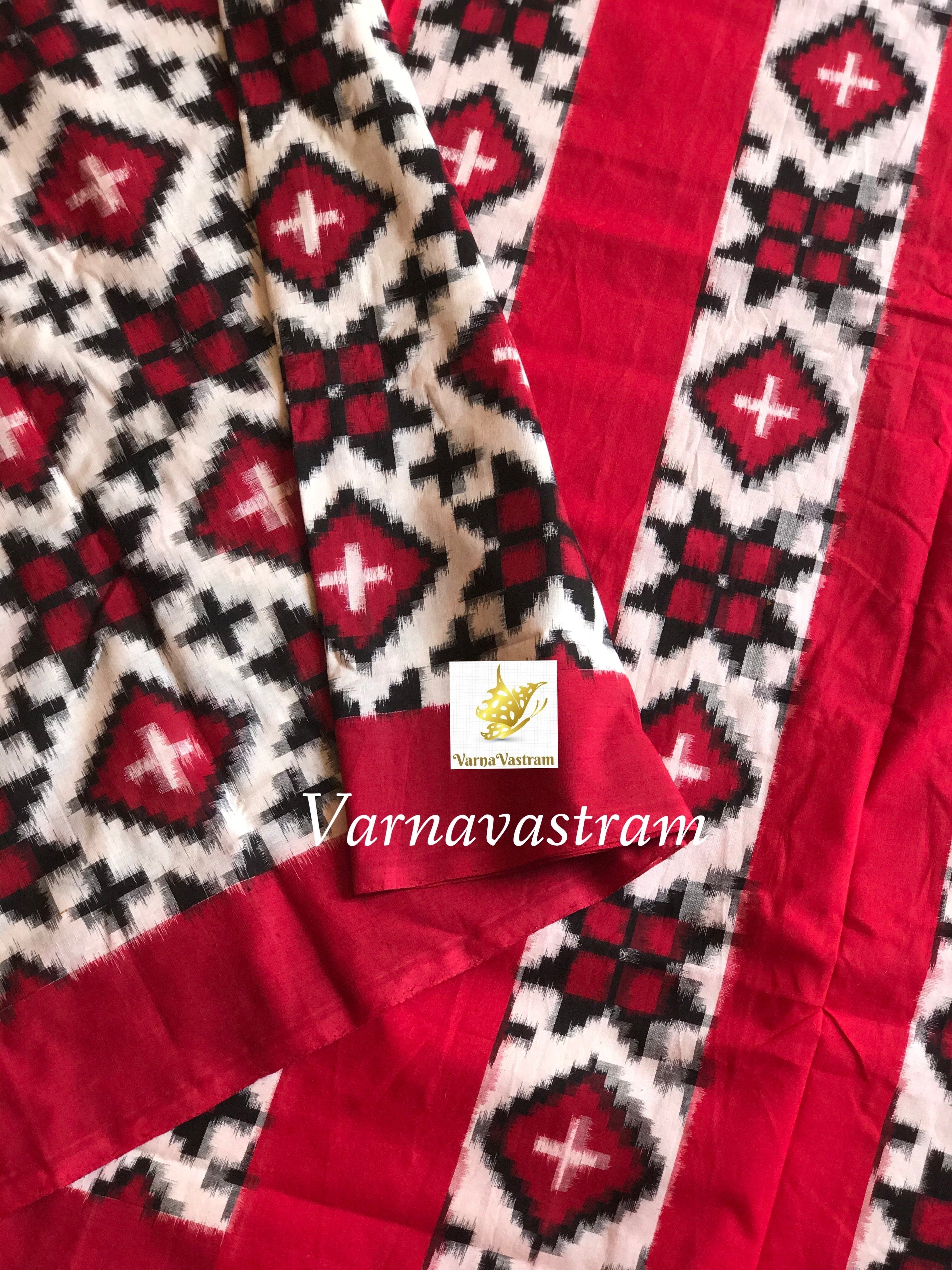 2 Motifs Double Ikkat Telia Rumal inspired cotton Saree,