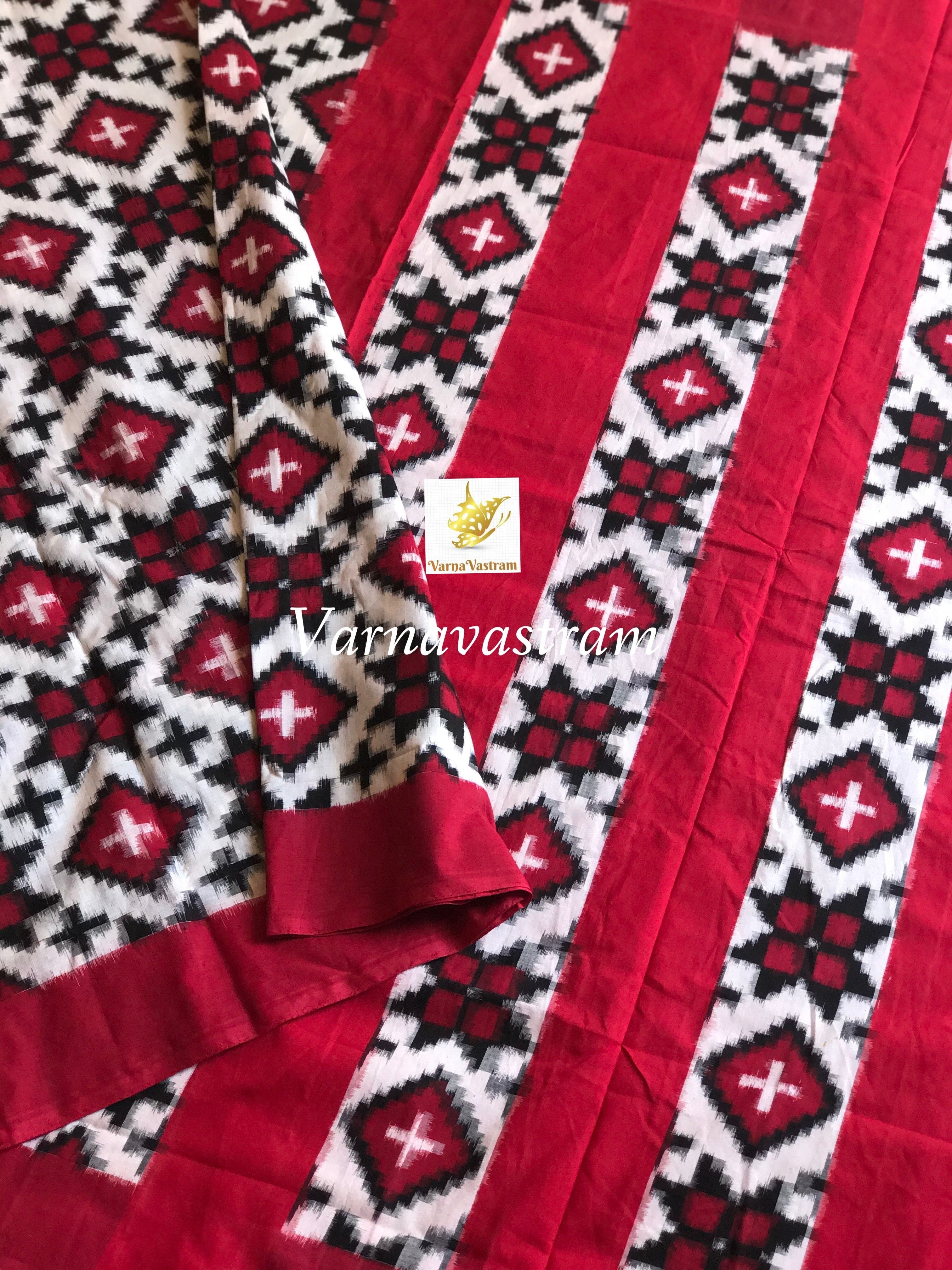 2 Motifs Double Ikkat Telia Rumal inspired cotton Saree,