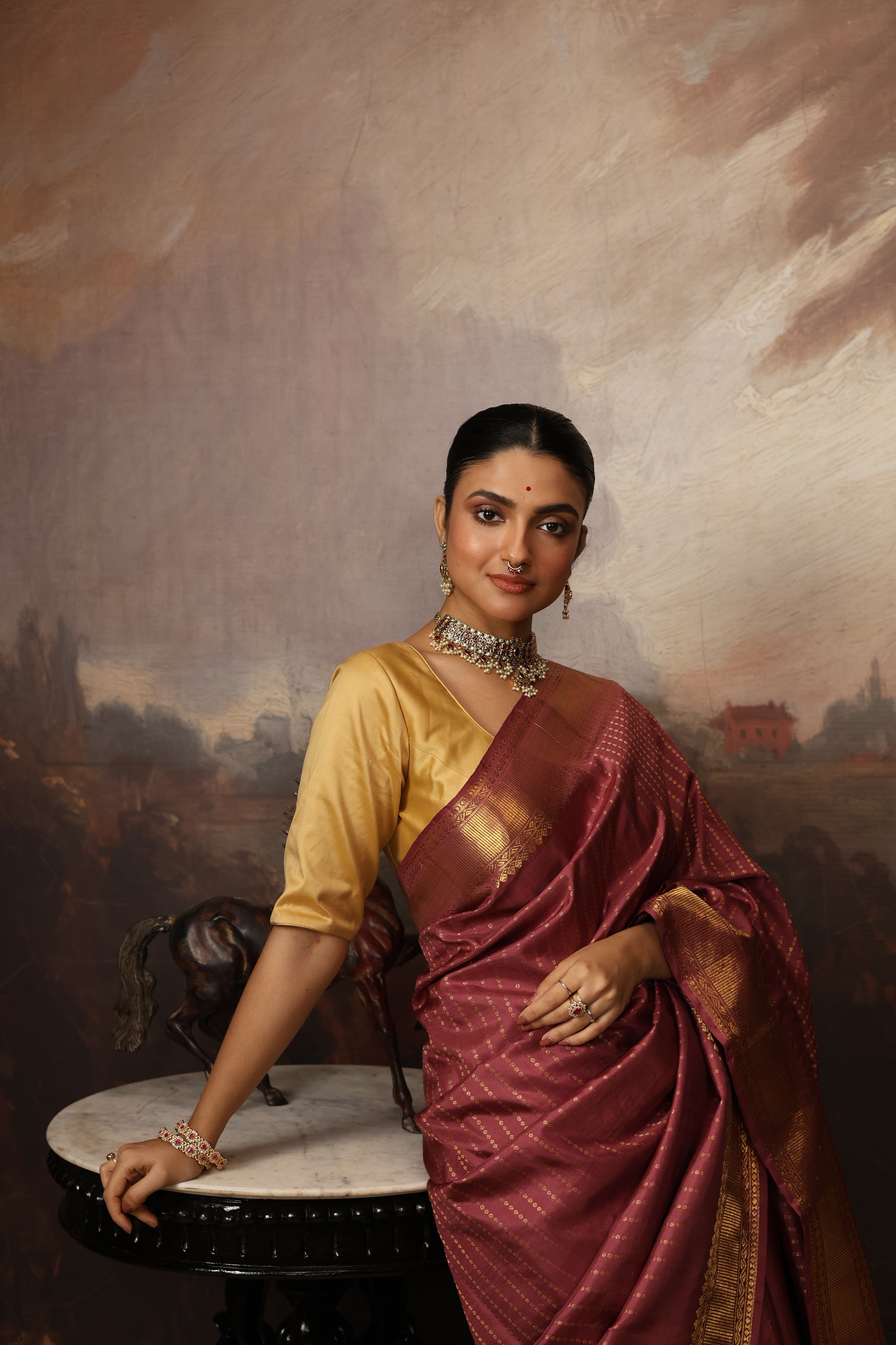 EKANTA - 6 THE COMPLETE NATURAL DYE KANCHIVARAM SILK SAREE - VINTAGE LAKHSHADEEPAM WEAVE