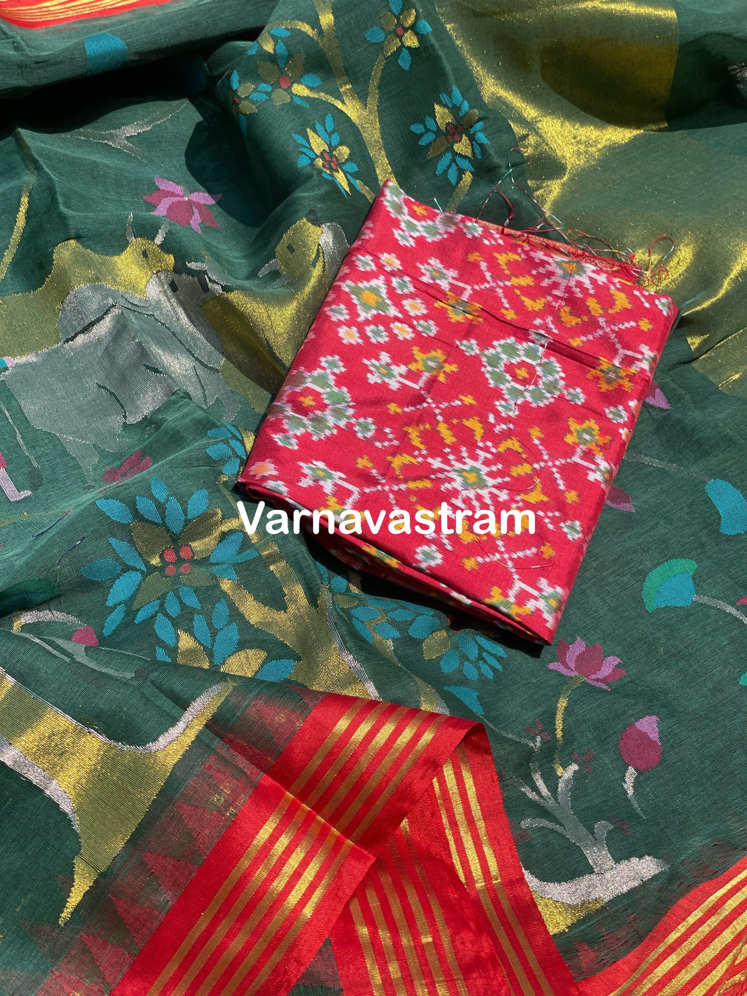 All over Ponduru Khadi Jaal Jamdani weave on Khadi cotton saree