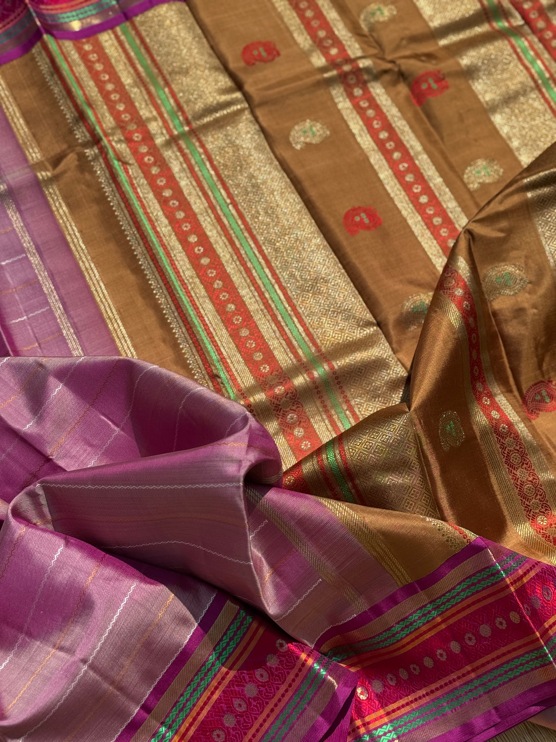 A Masterpiece neli veldhari kanchivaram korvai silk saree in a gorgeous purple shade