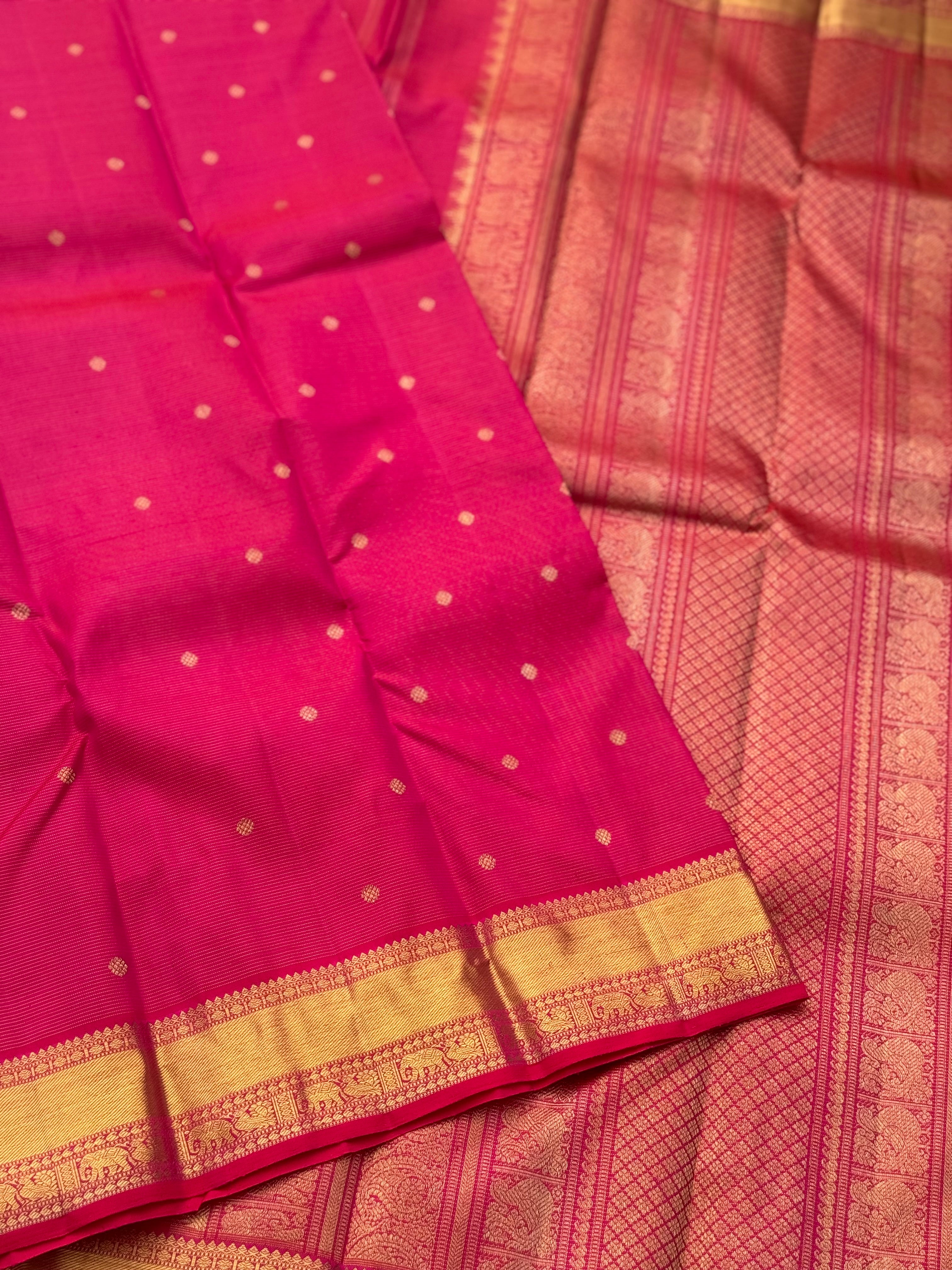 Peachish Pink Heirloom Vairaoosi Kanchivaram Silk Saree