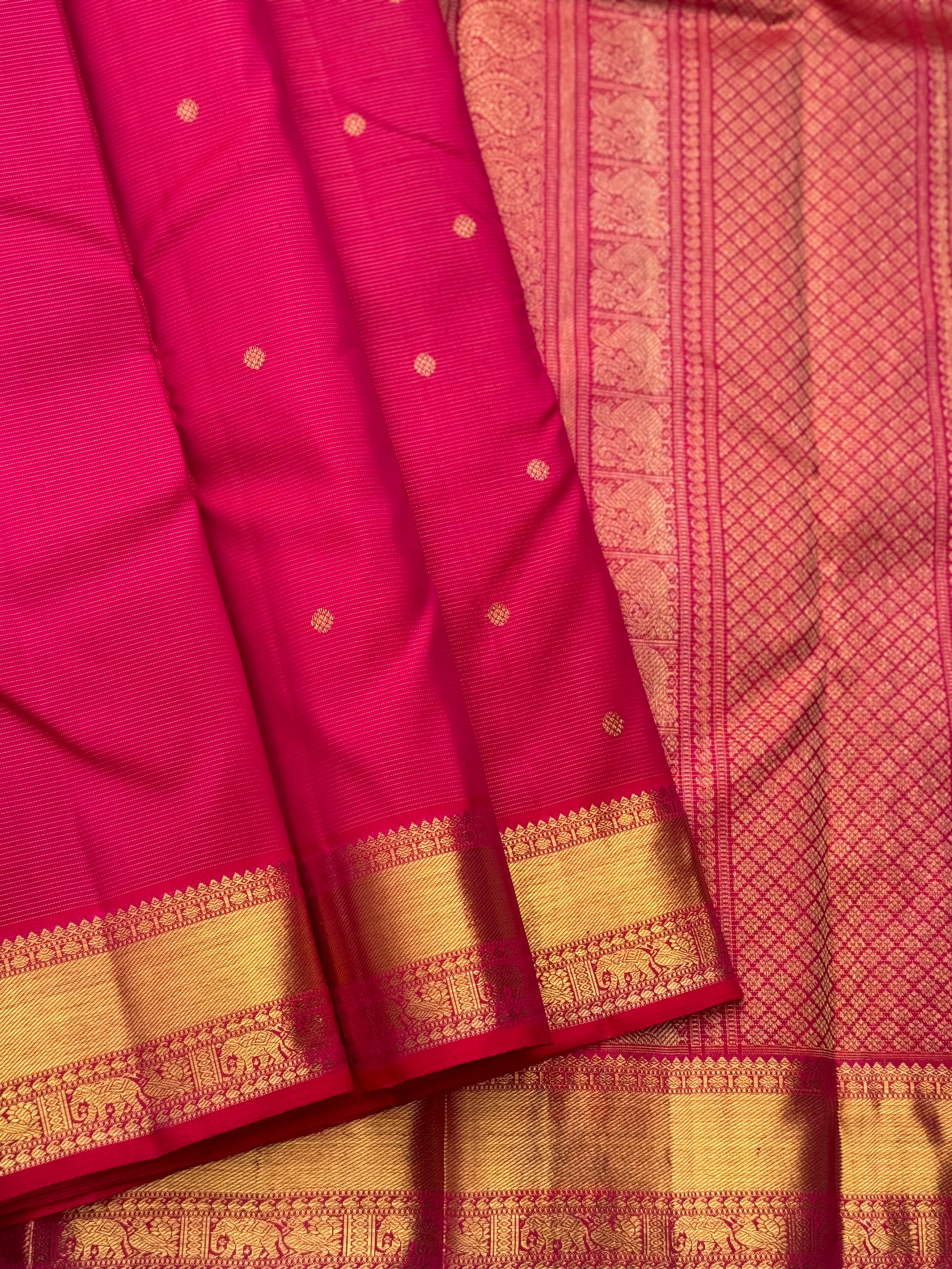 Peachish Pink Heirloom Vairaoosi Kanchivaram Silk Saree