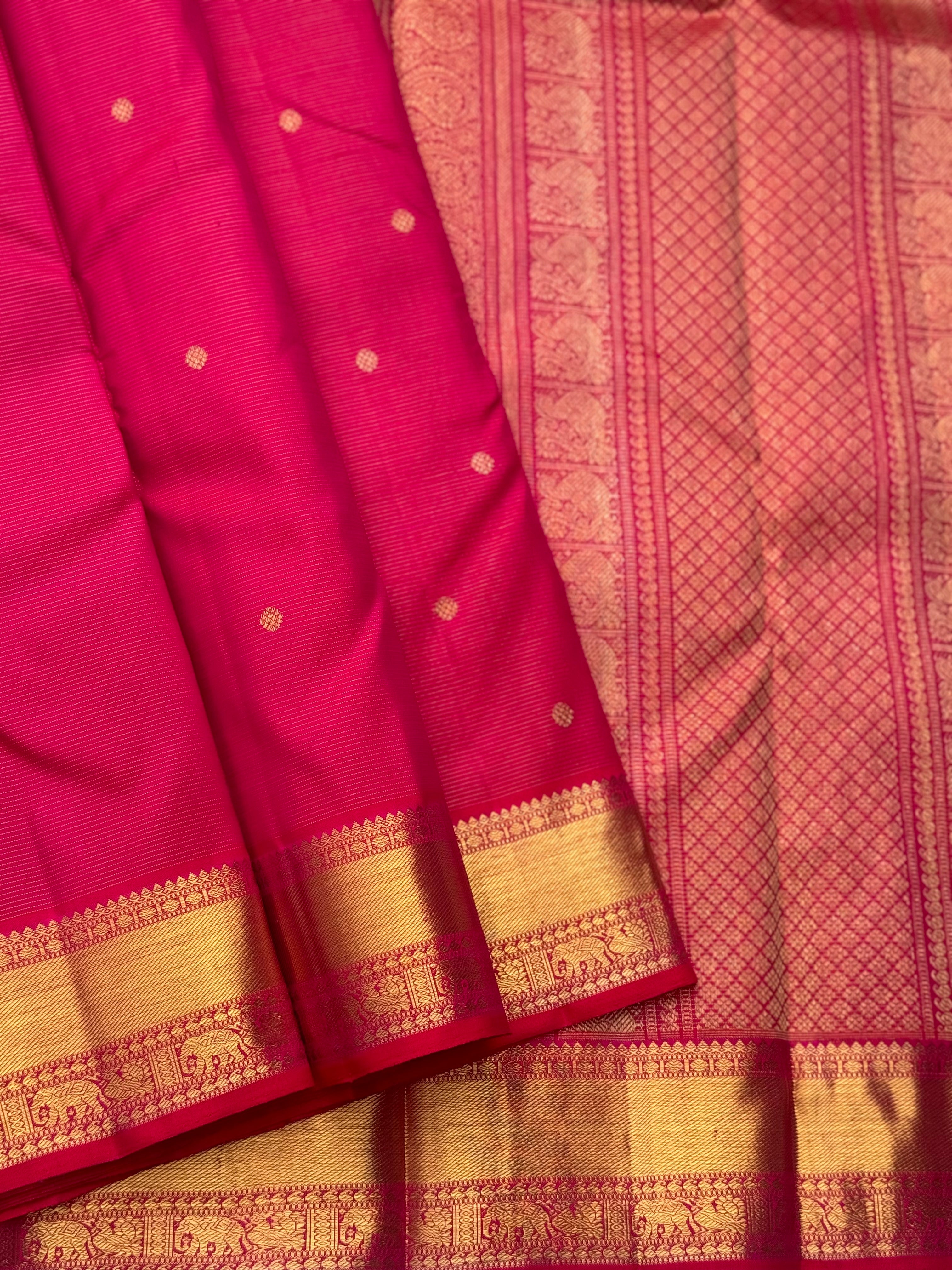 Peachish Pink Heirloom Vairaoosi Kanchivaram Silk Saree
