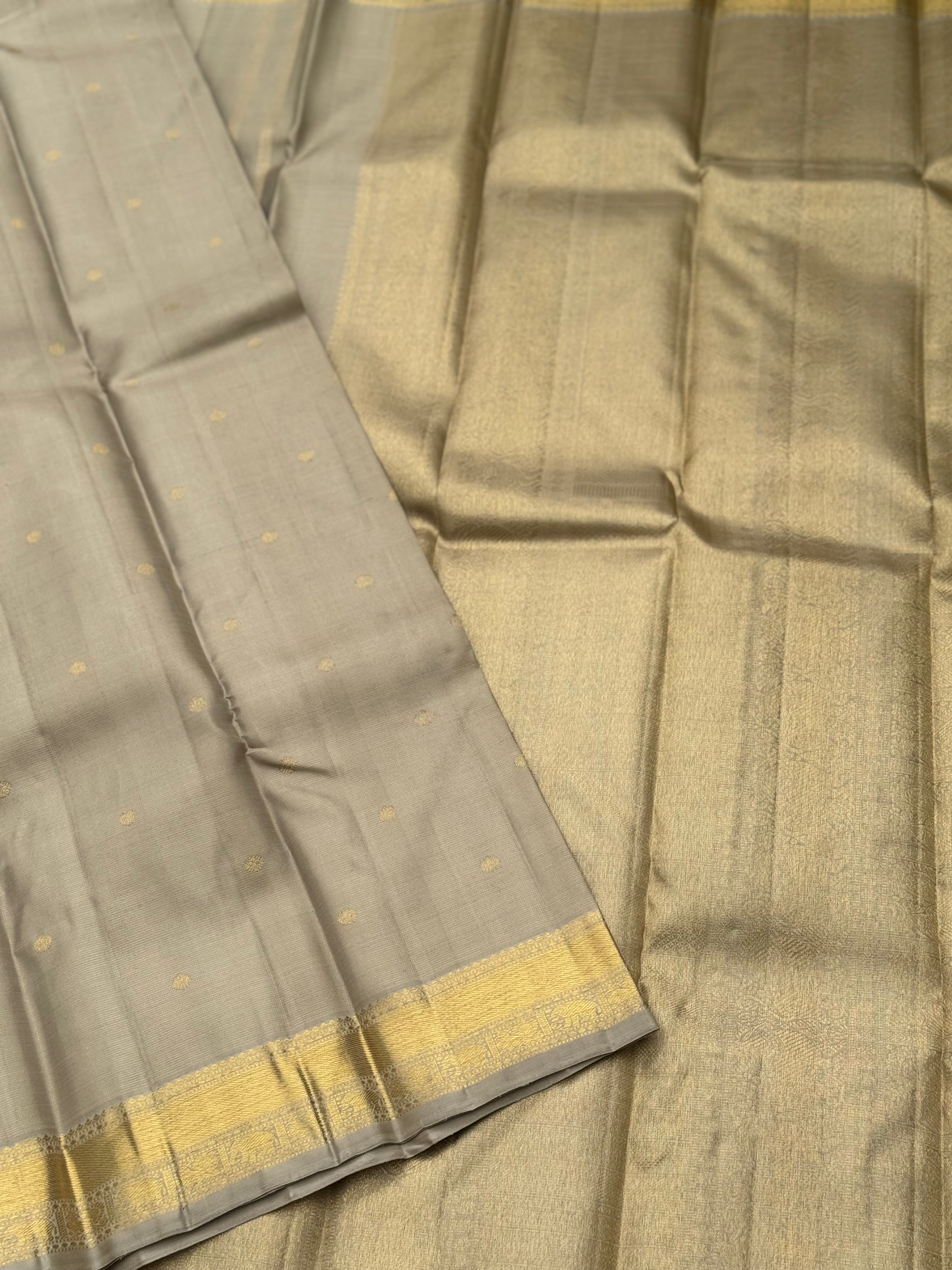 Metallic grey Heirloom Vairaoosi Kanchivaram Silk Saree