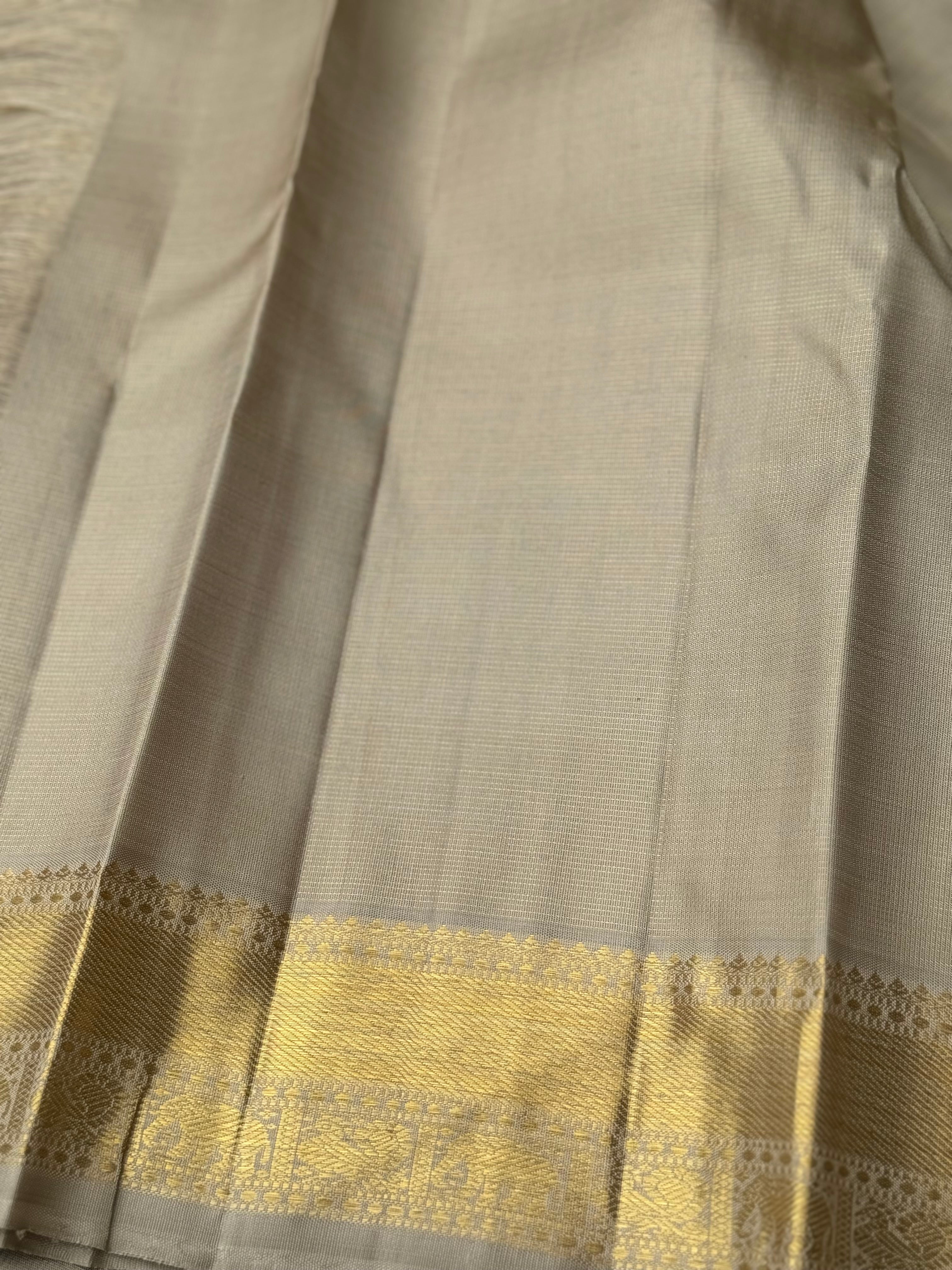 Metallic grey Heirloom Vairaoosi Kanchivaram Silk Saree
