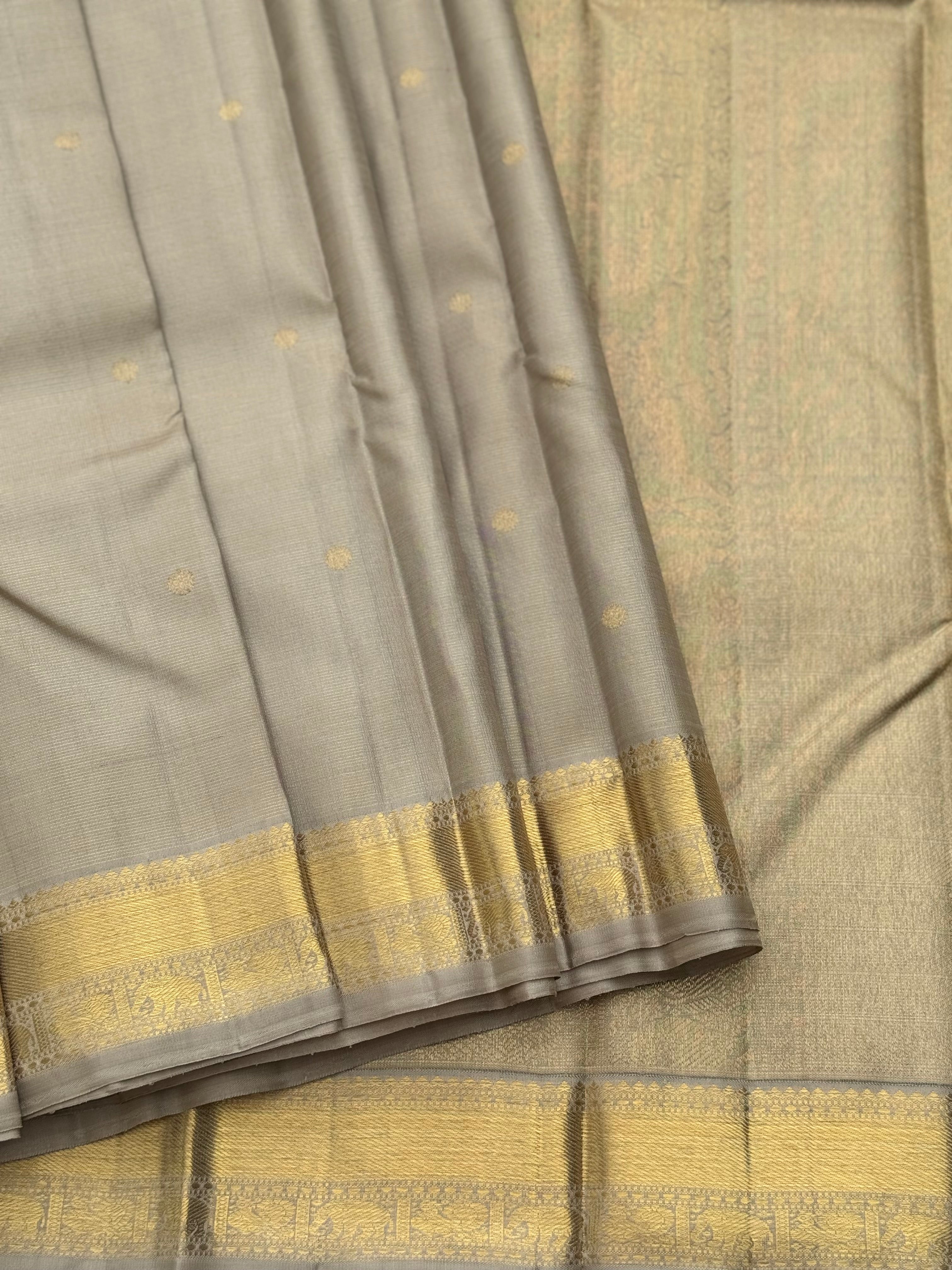 Metallic grey Heirloom Vairaoosi Kanchivaram Silk Saree