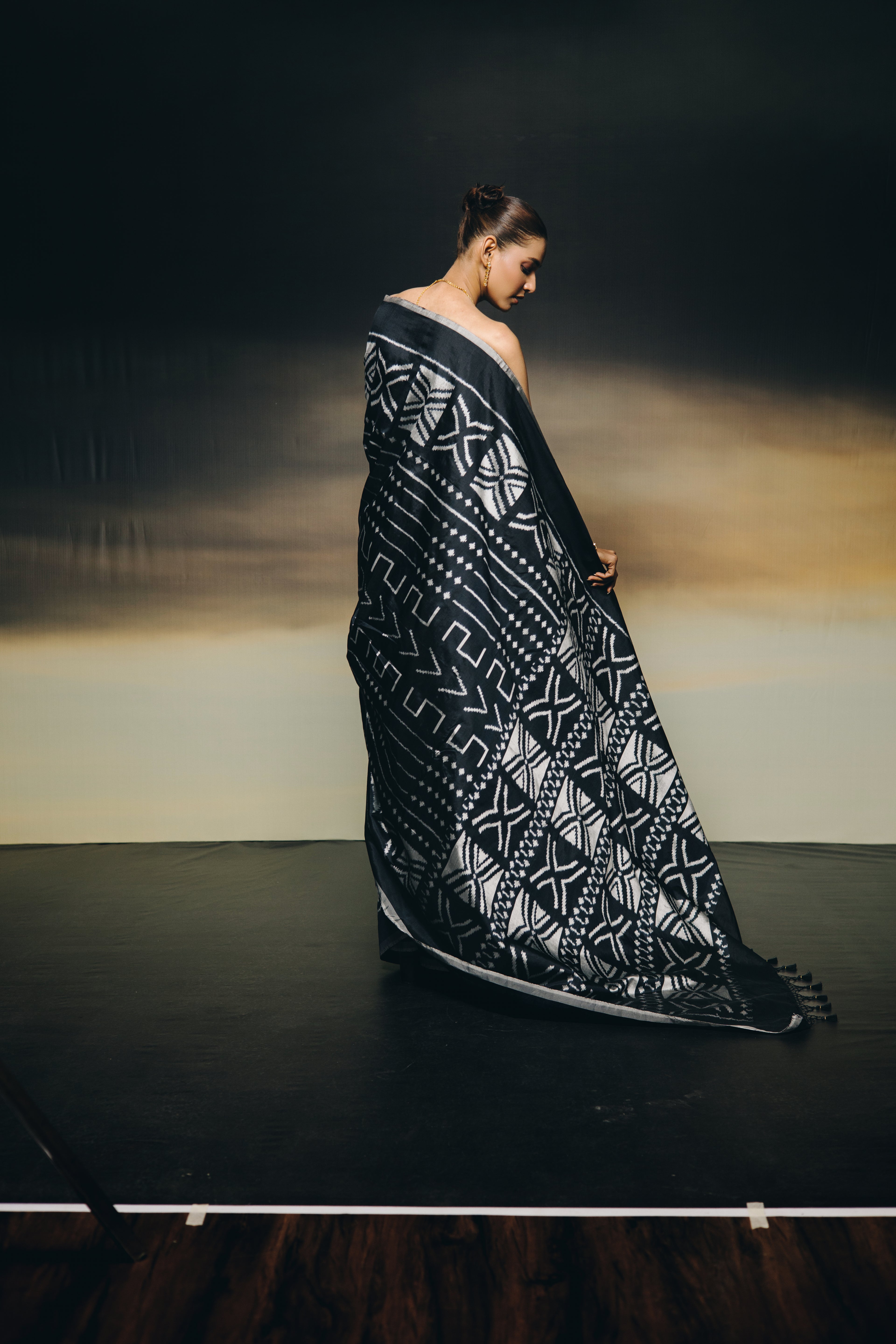 MAGIZHAM- Magnificent African tribal motifs silk ikkat inspired from Mali Bamana tribal symbols BOGOLANFINI mud cloth