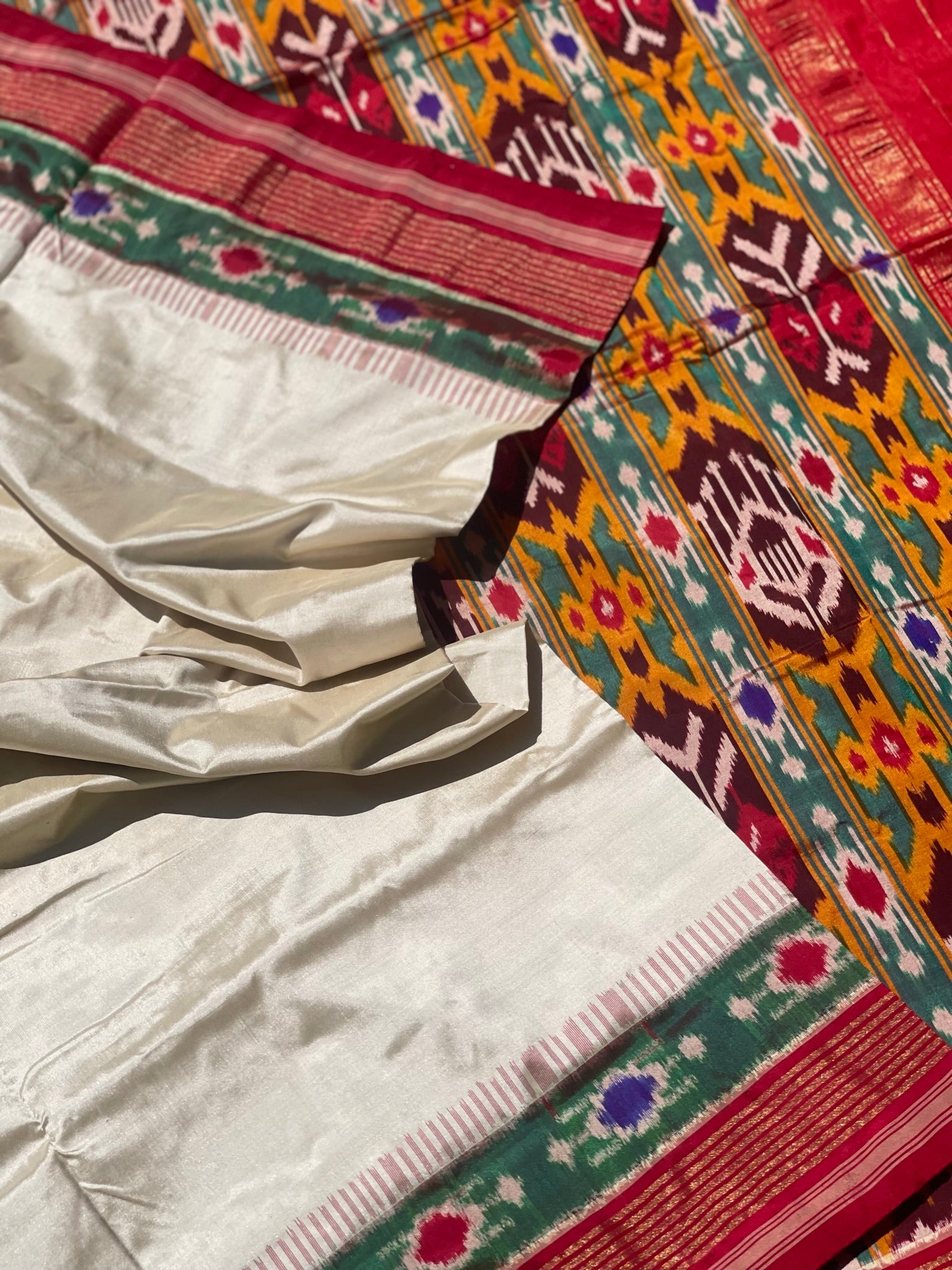 Designer Cut Brand Exclusive Uzbek Inspired Silk Ikkat Saree