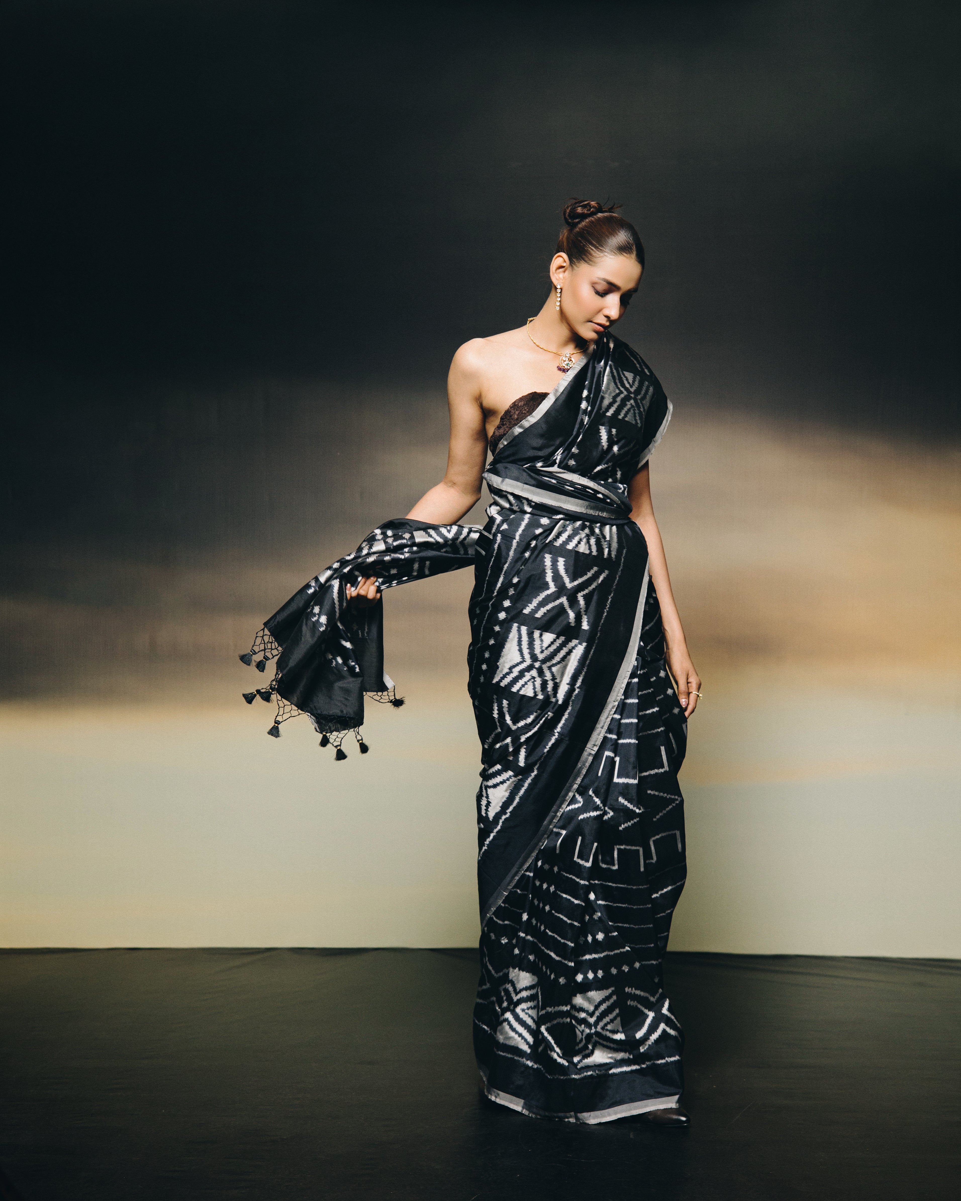 MAGIZHAM- Magnificent African tribal motifs silk ikkat inspired from Mali Bamana tribal symbols BOGOLANFINI mud cloth