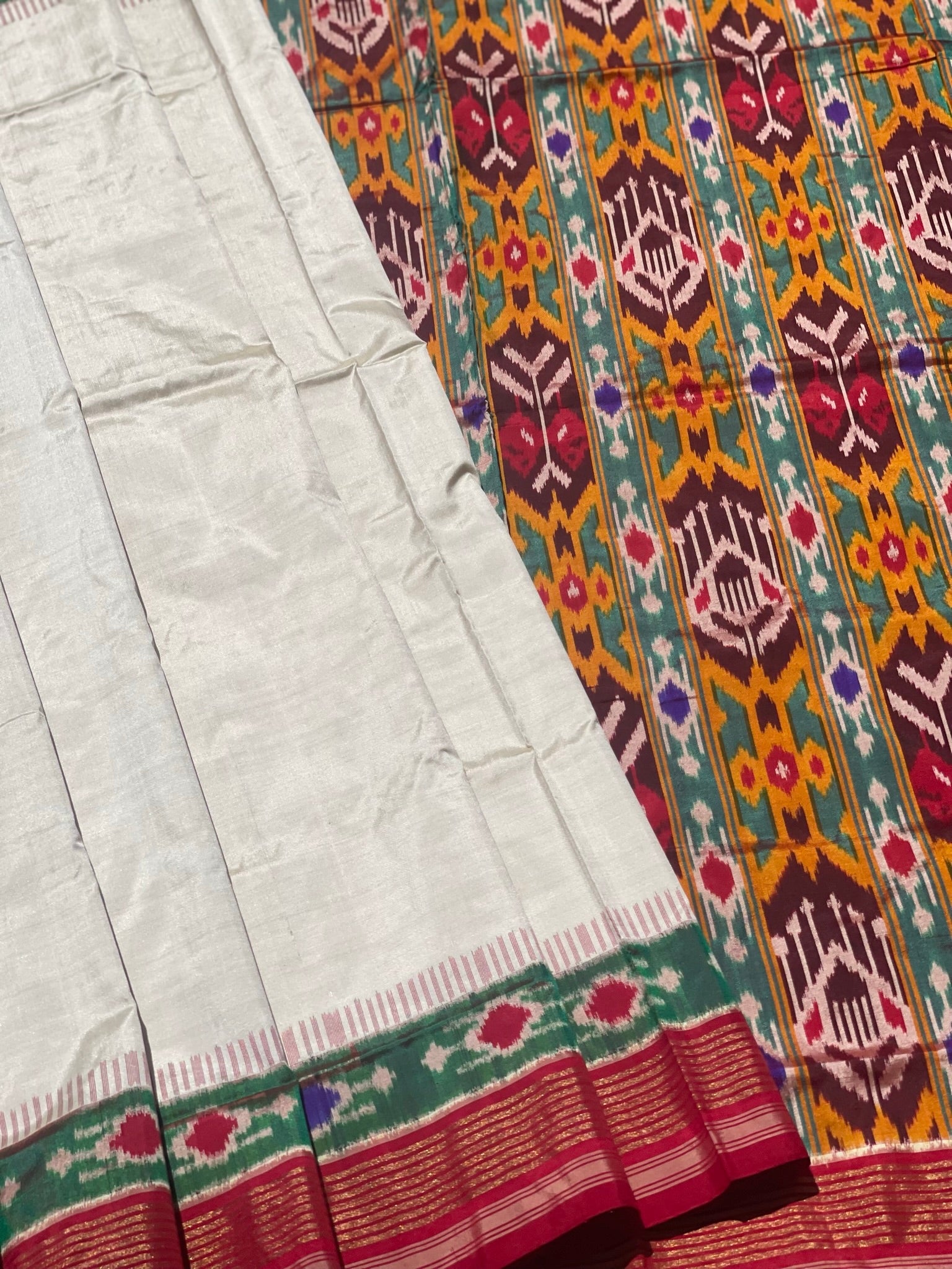 Designer Cut Brand Exclusive Uzbek Inspired Silk Ikkat Saree