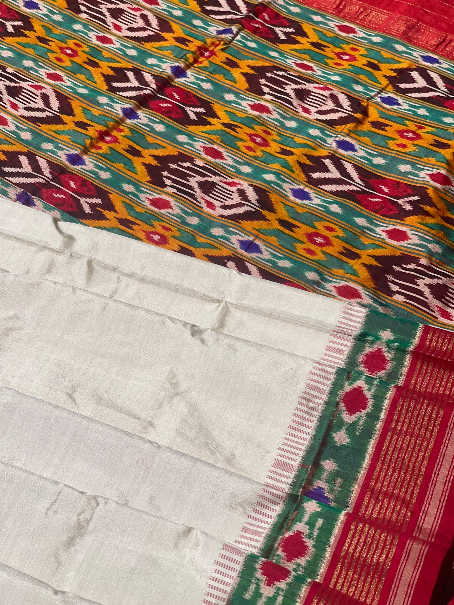 Designer Cut Brand Exclusive Uzbek Inspired Silk Ikkat Saree