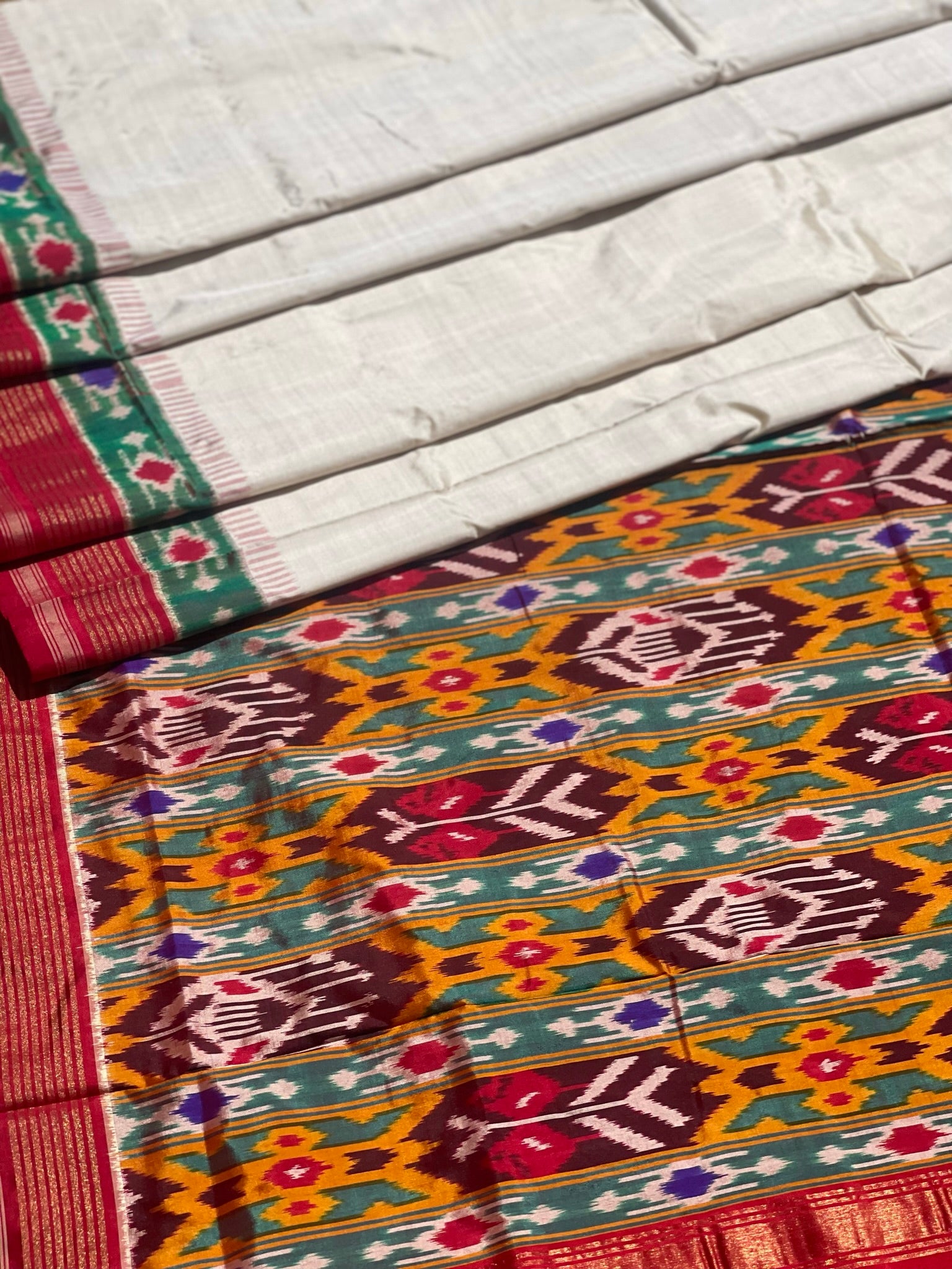 Designer Cut Brand Exclusive Uzbek Inspired Silk Ikkat Saree