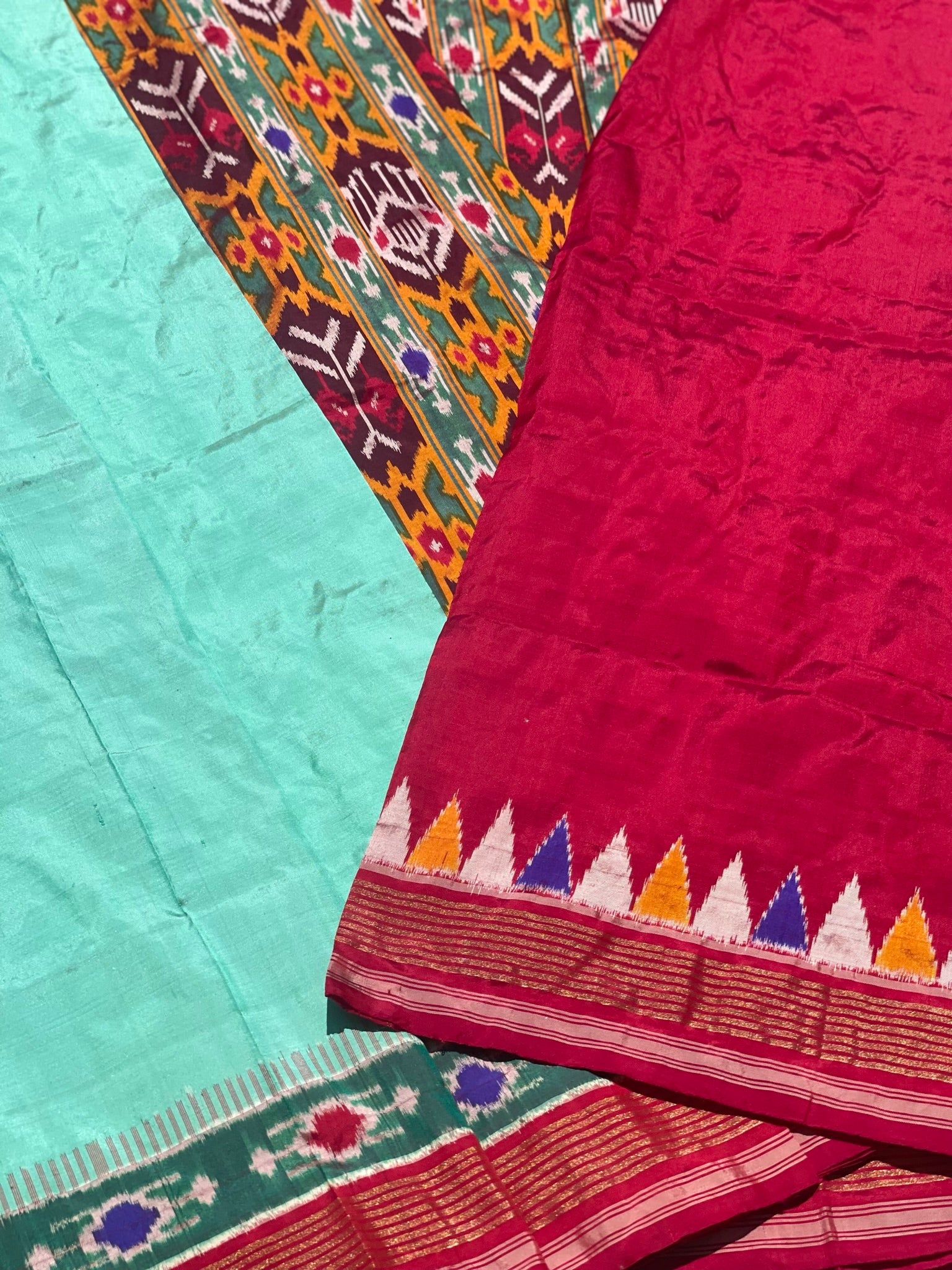 Designer Cut Brand Exclusive Uzbek Inspired Silk Ikkat Saree