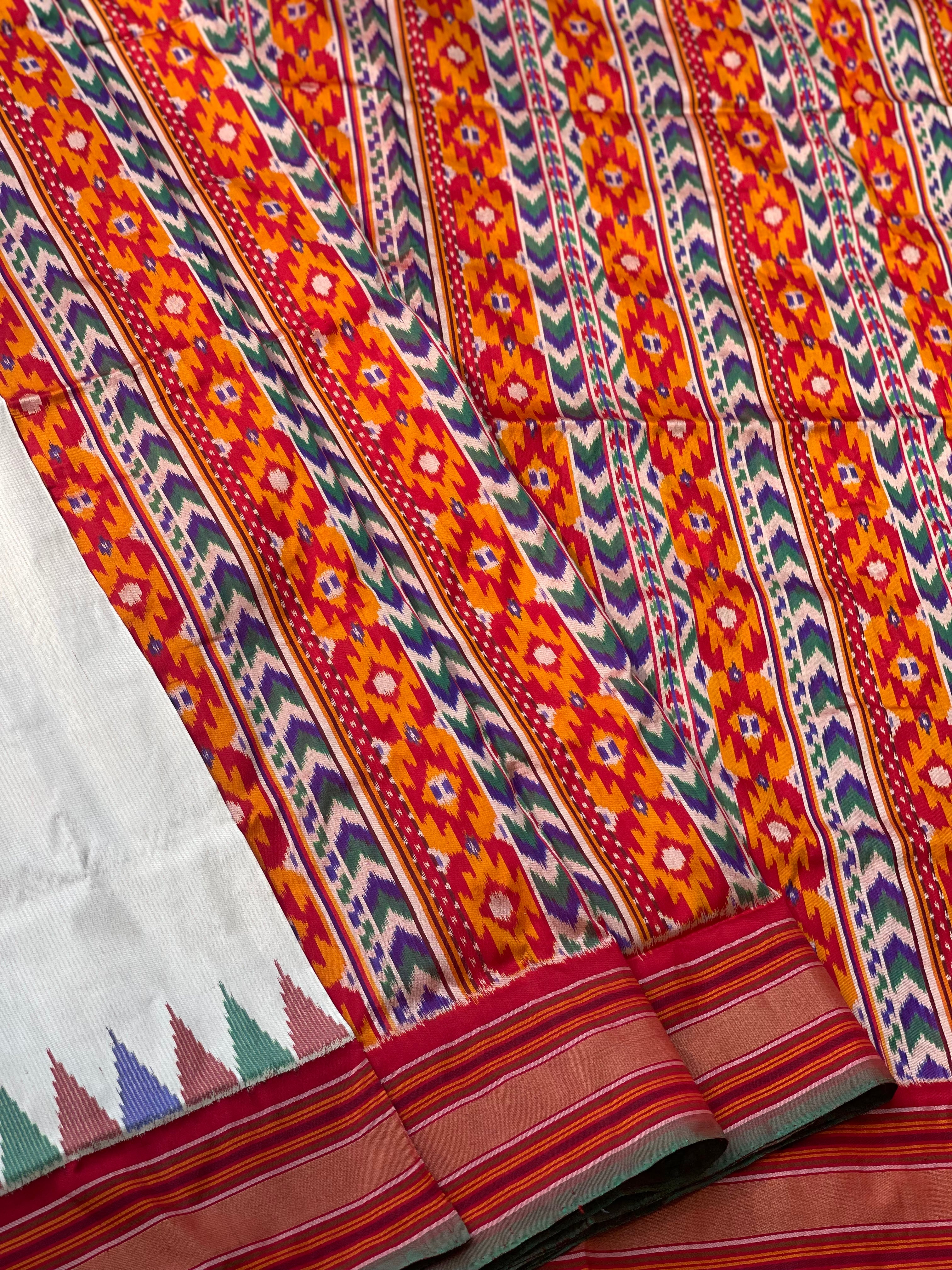 NARUVI A Multicoloured double pallu with Zari pinstripes Ikkat designer Exclusive Masterpiece Saree