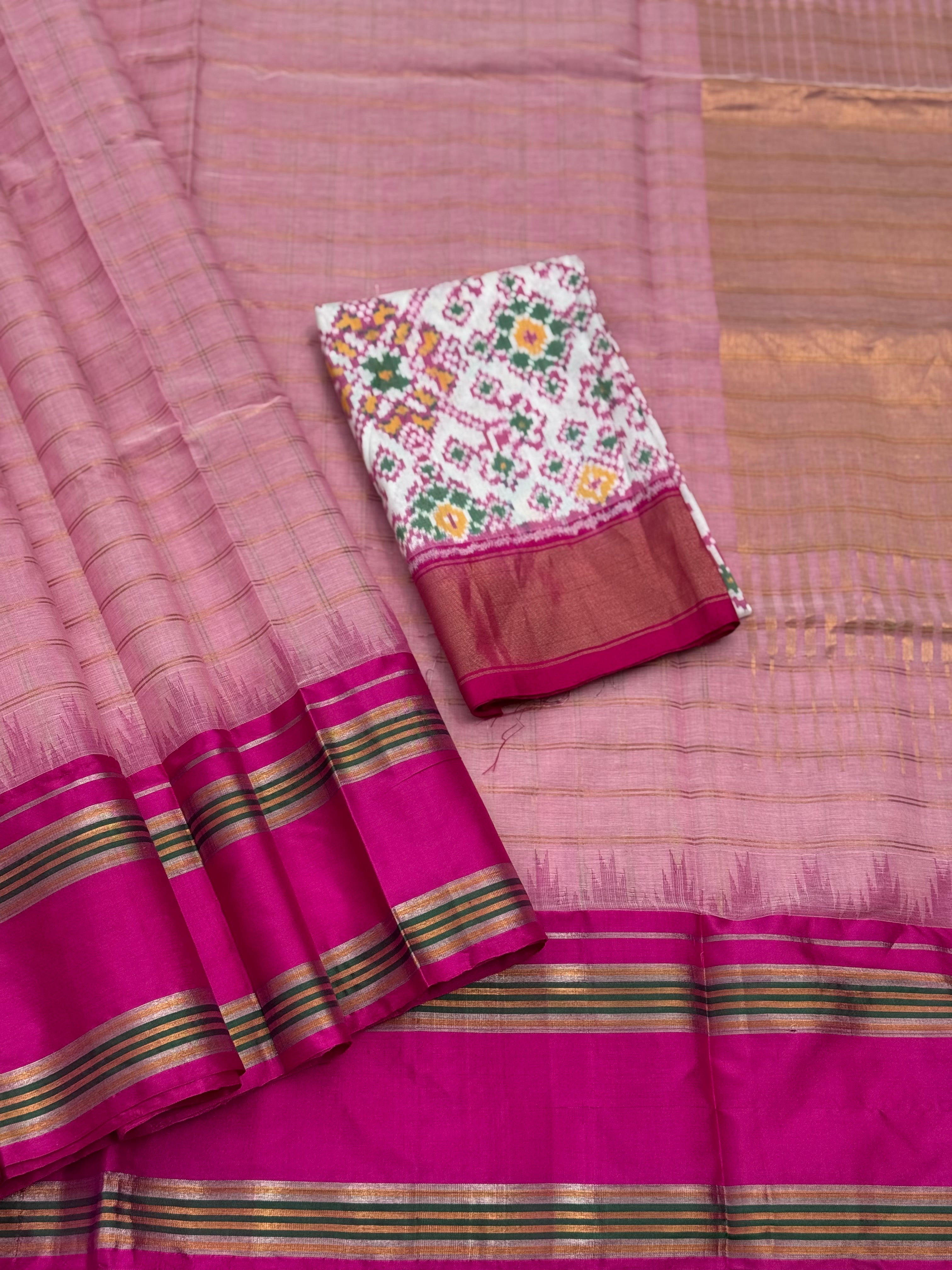 Handspun and handwoven ponduru Khadhi cotton saree