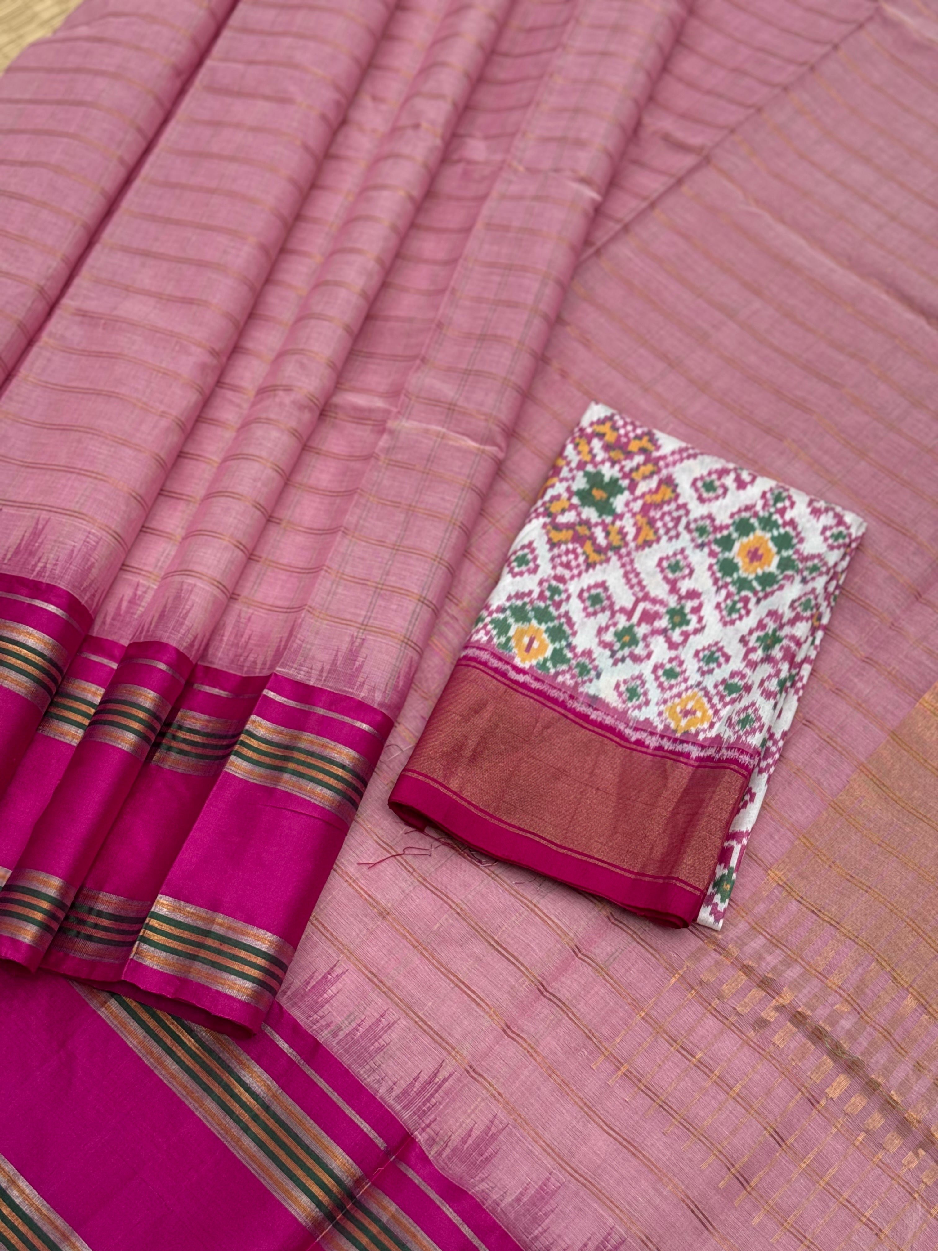 Handspun and handwoven ponduru Khadhi cotton saree