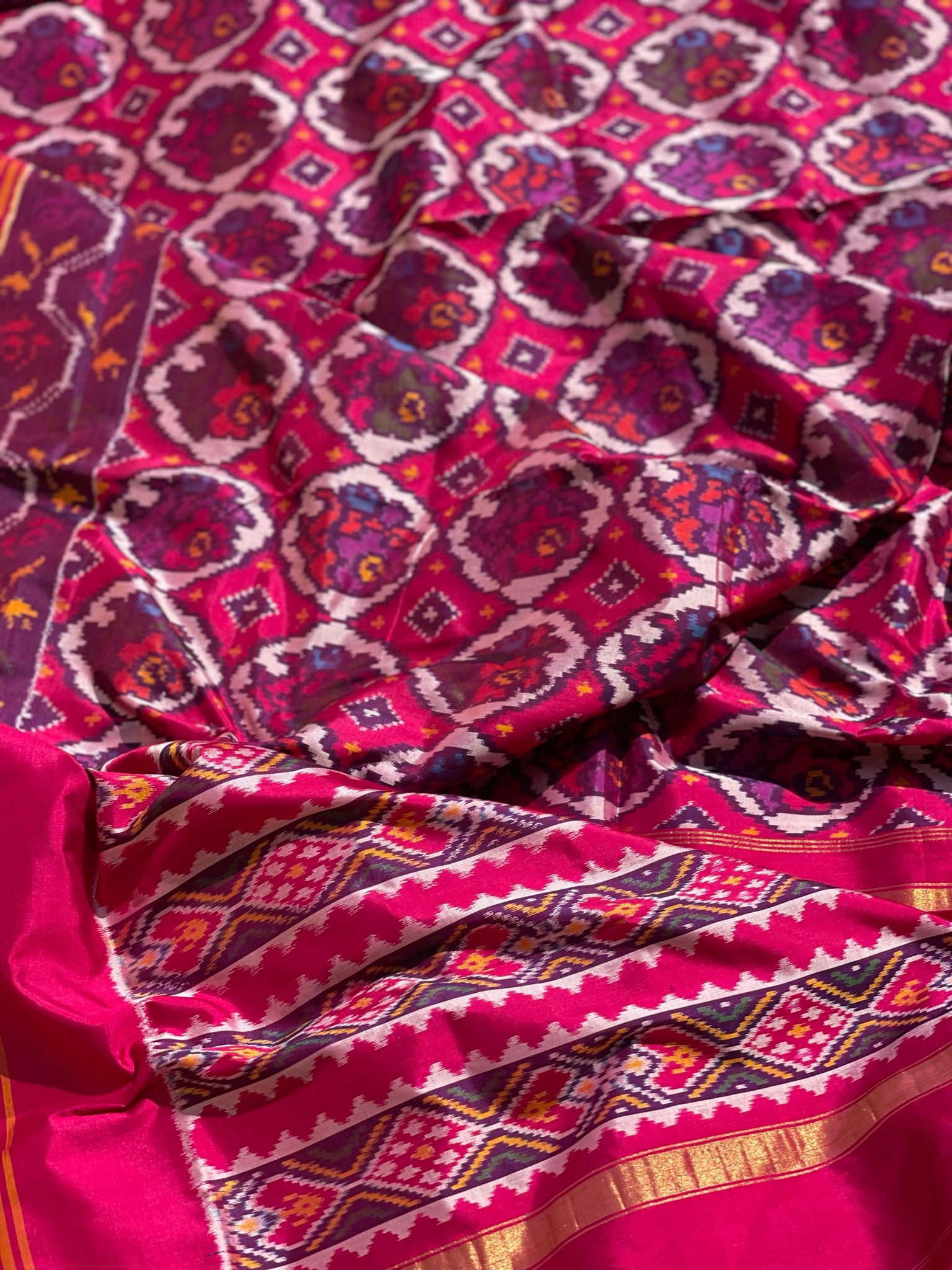 Single Ikkat Mulberry Silk With Patola Inspired Motifs Saree