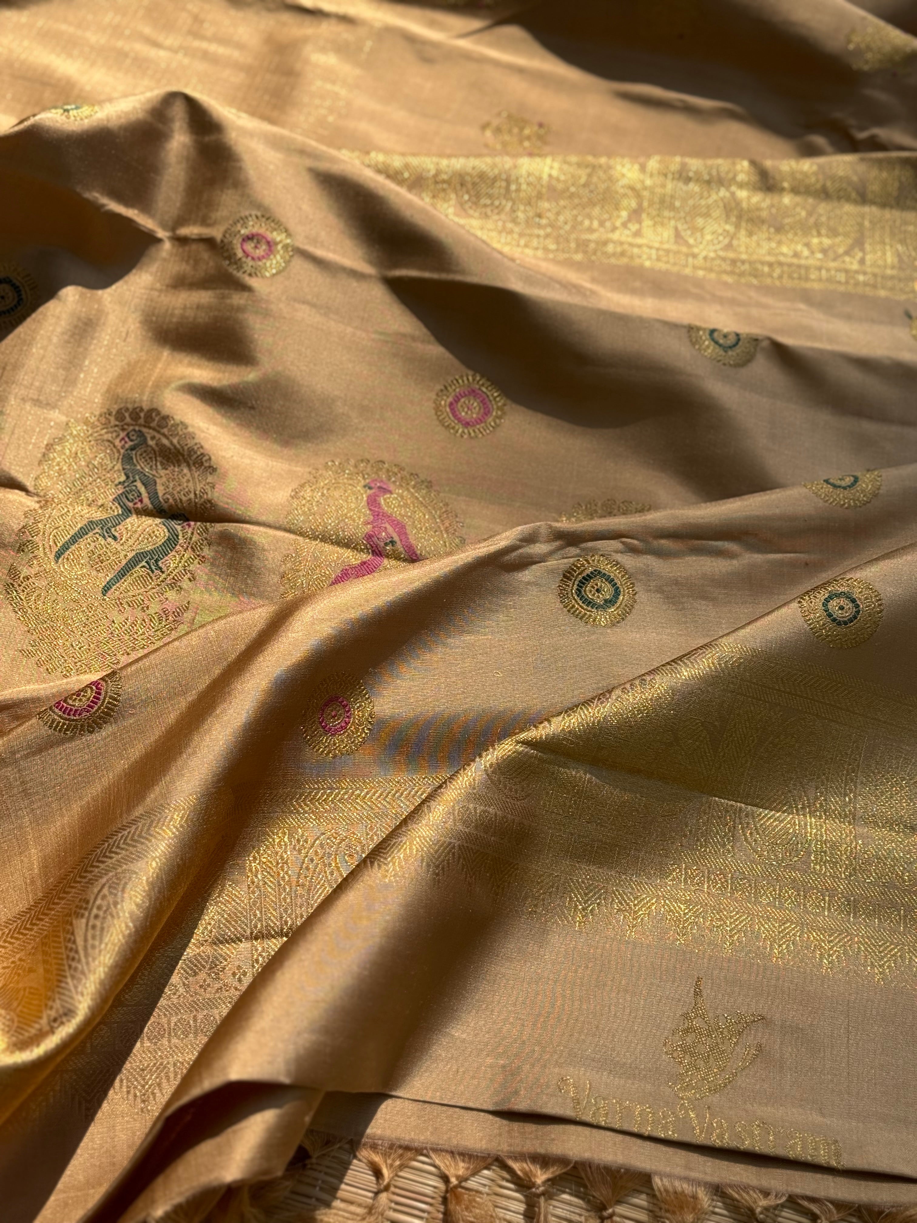 CLIENT’S Instalments pay link 2of 2 - The most opulent and the celebrated weave in natural dyed fawn gold shade kanchivaram silk saree