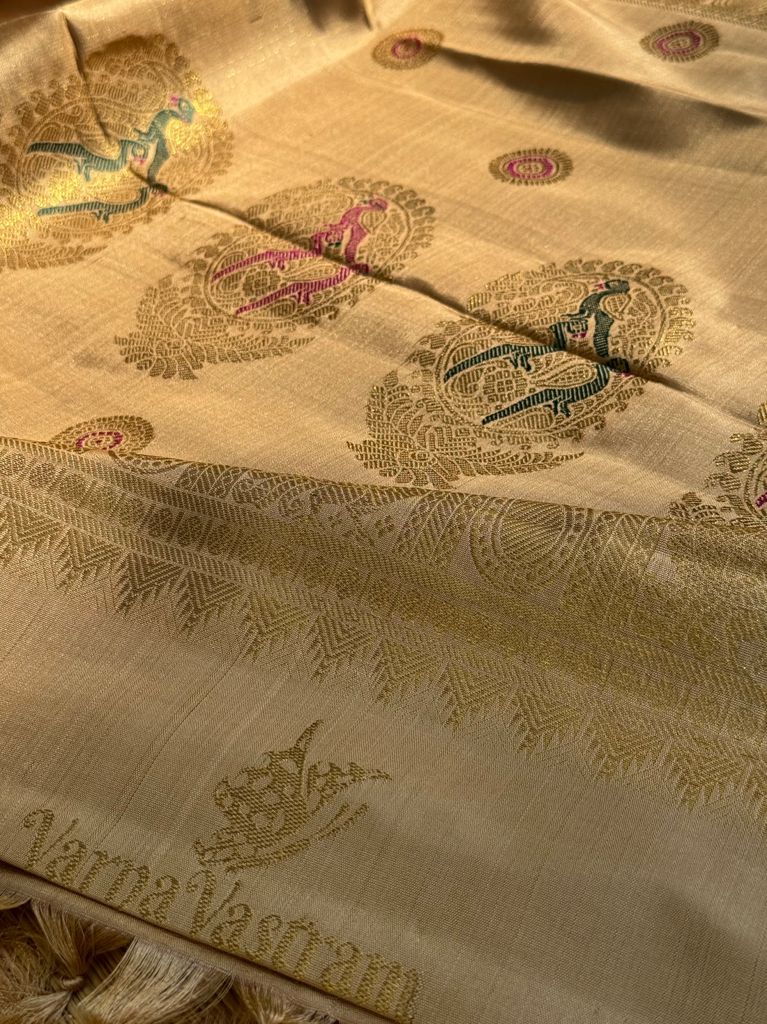 CLIENT’S Instalments pay link 1 of 5 - The most opulent and the celebrated weave in natural dyed fawn gold shade kanchivaram silk saree