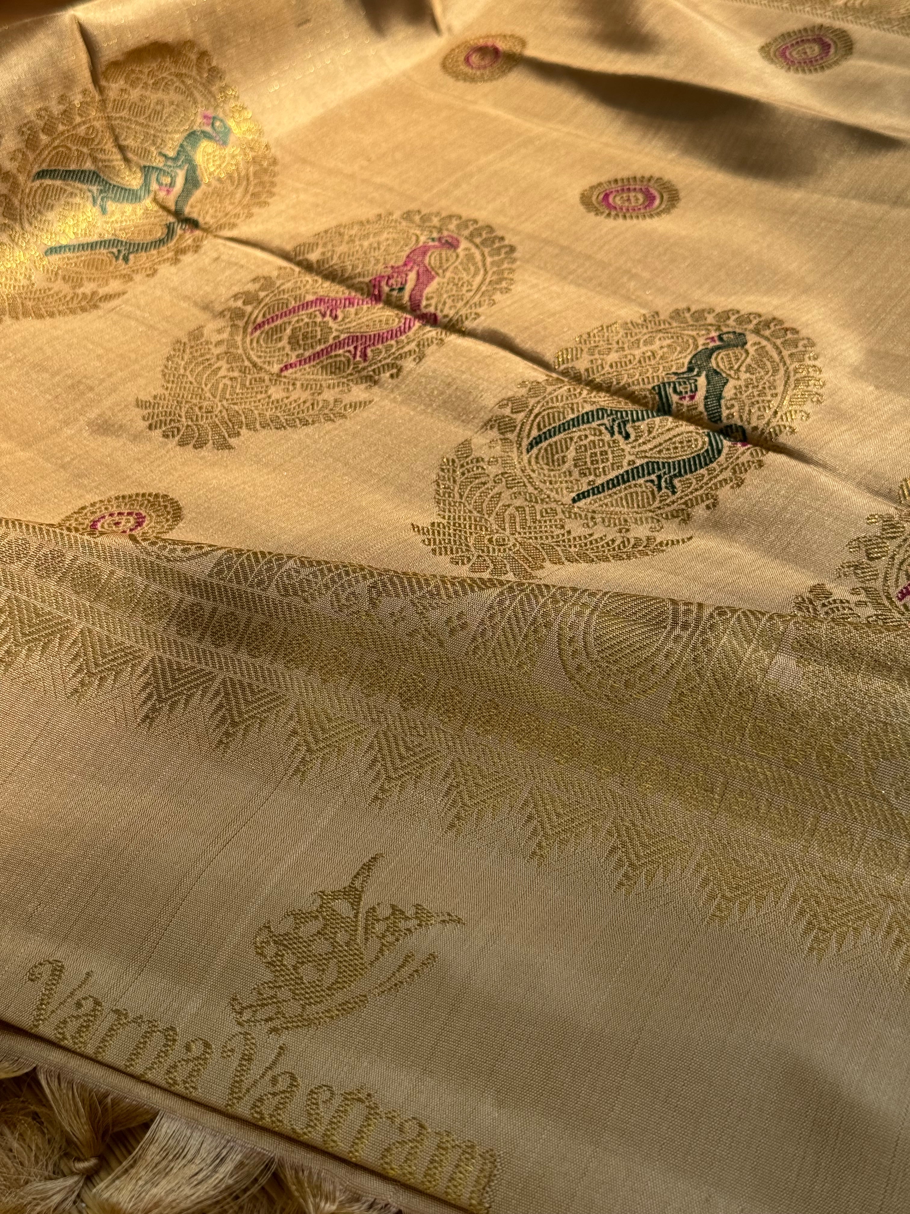 CLIENT’S Instalments pay link 2of 2 - The most opulent and the celebrated weave in natural dyed fawn gold shade kanchivaram silk saree