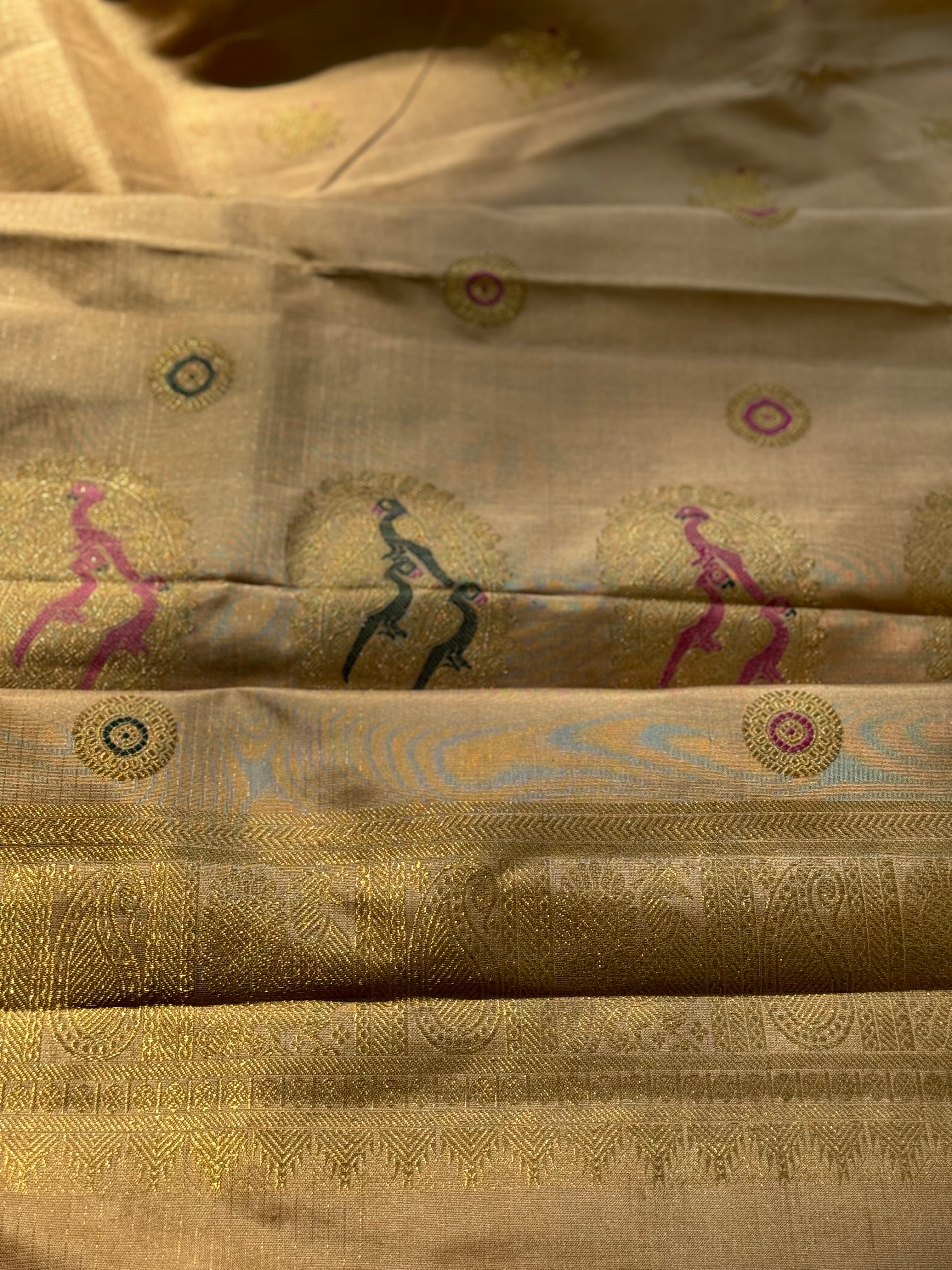 CLIENT’S Instalments pay link 2of 2 - The most opulent and the celebrated weave in natural dyed fawn gold shade kanchivaram silk saree
