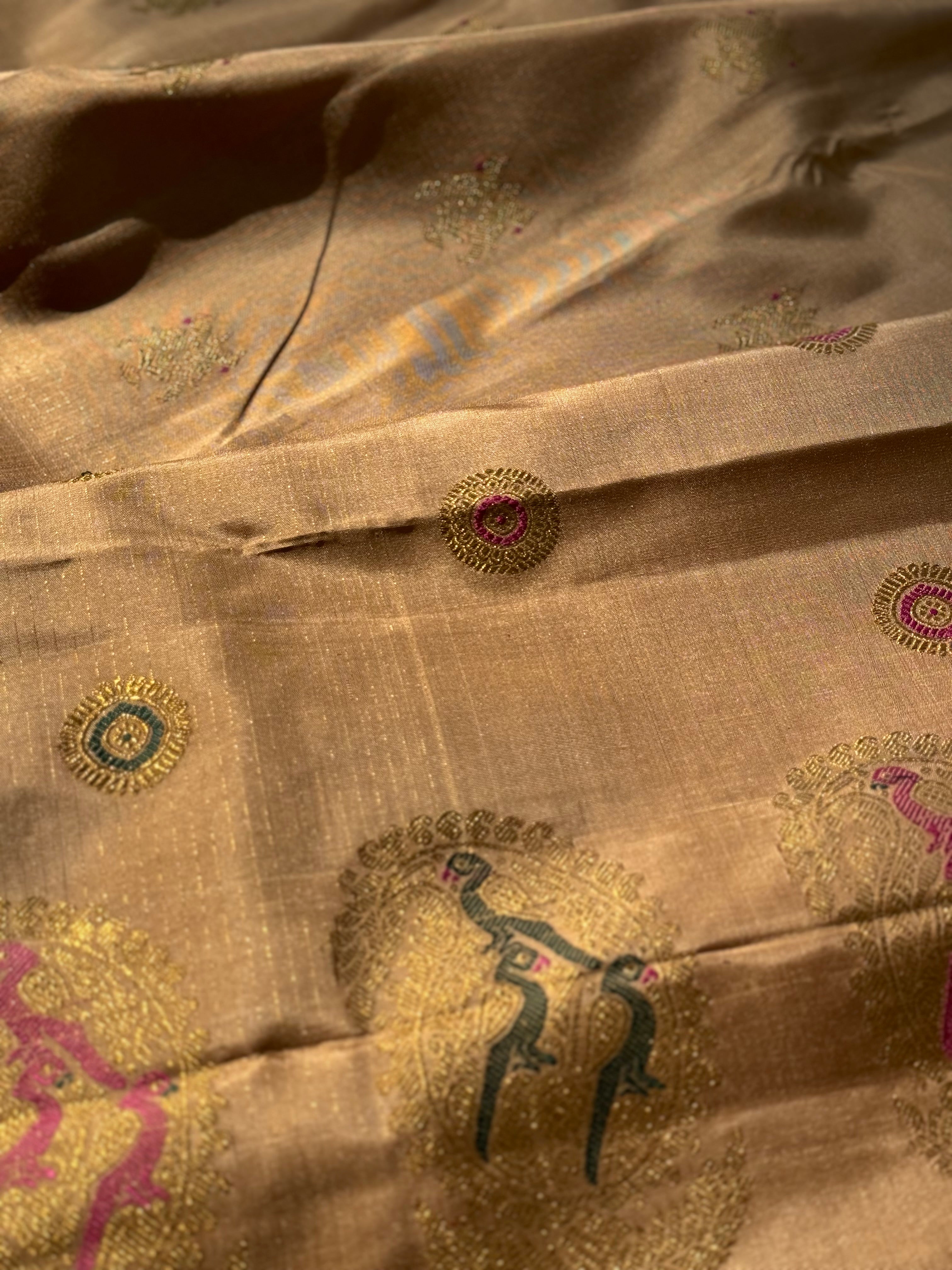 CLIENT’S Instalments pay link 2of 2 - The most opulent and the celebrated weave in natural dyed fawn gold shade kanchivaram silk saree