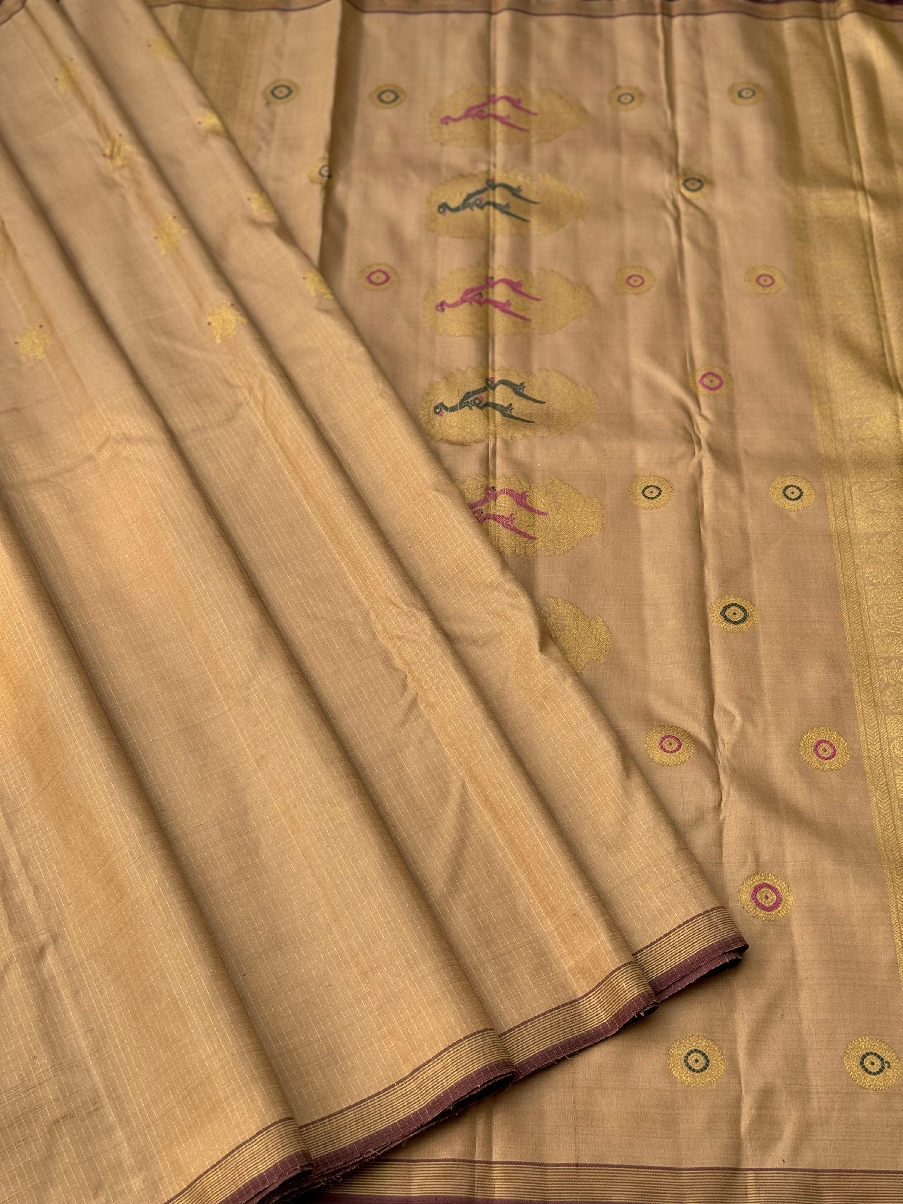 CLIENT’S Instalments pay link 2of 2 - The most opulent and the celebrated weave in natural dyed fawn gold shade kanchivaram silk saree