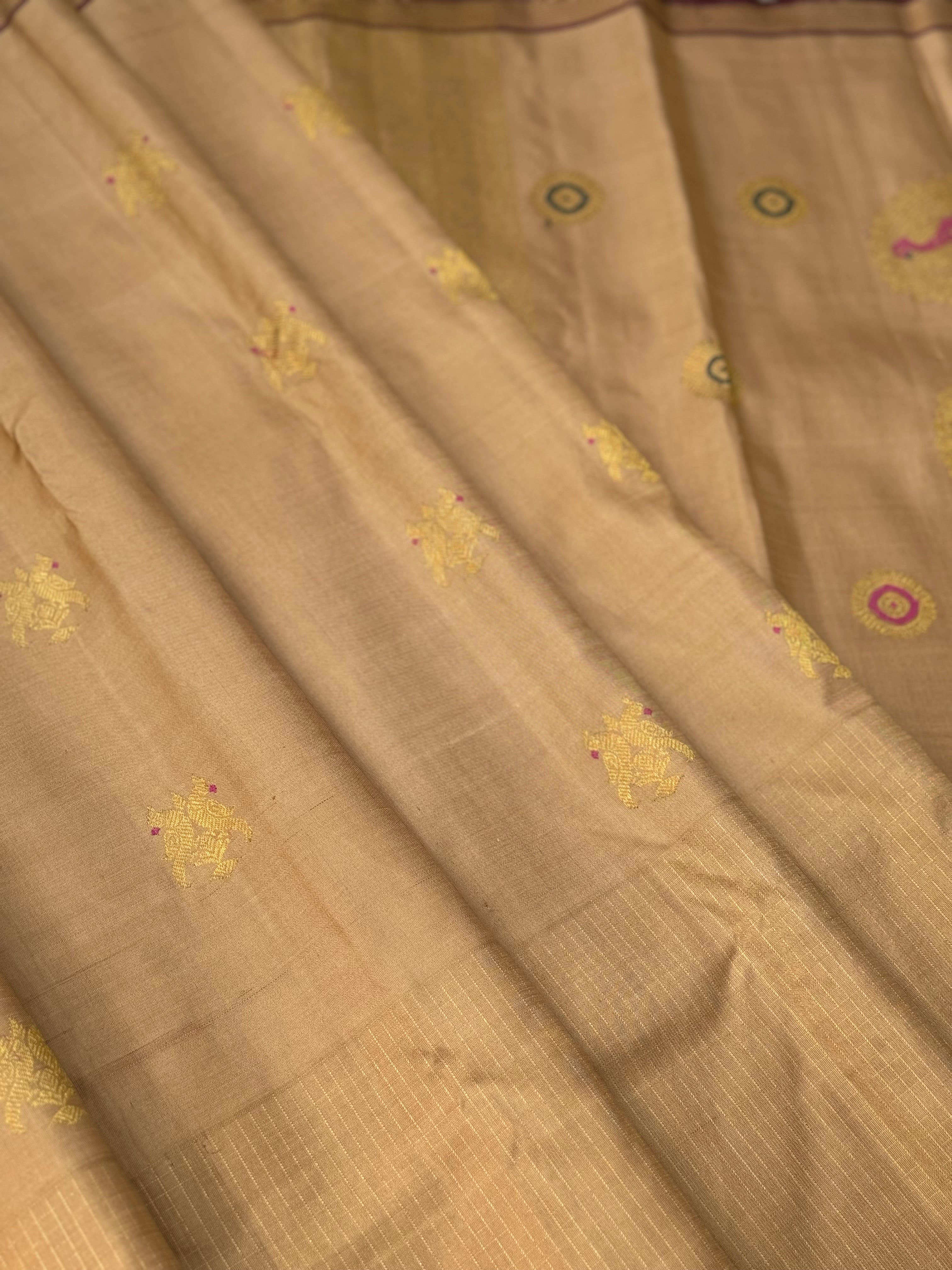 CLIENT’S Instalments pay link 2of 2 - The most opulent and the celebrated weave in natural dyed fawn gold shade kanchivaram silk saree
