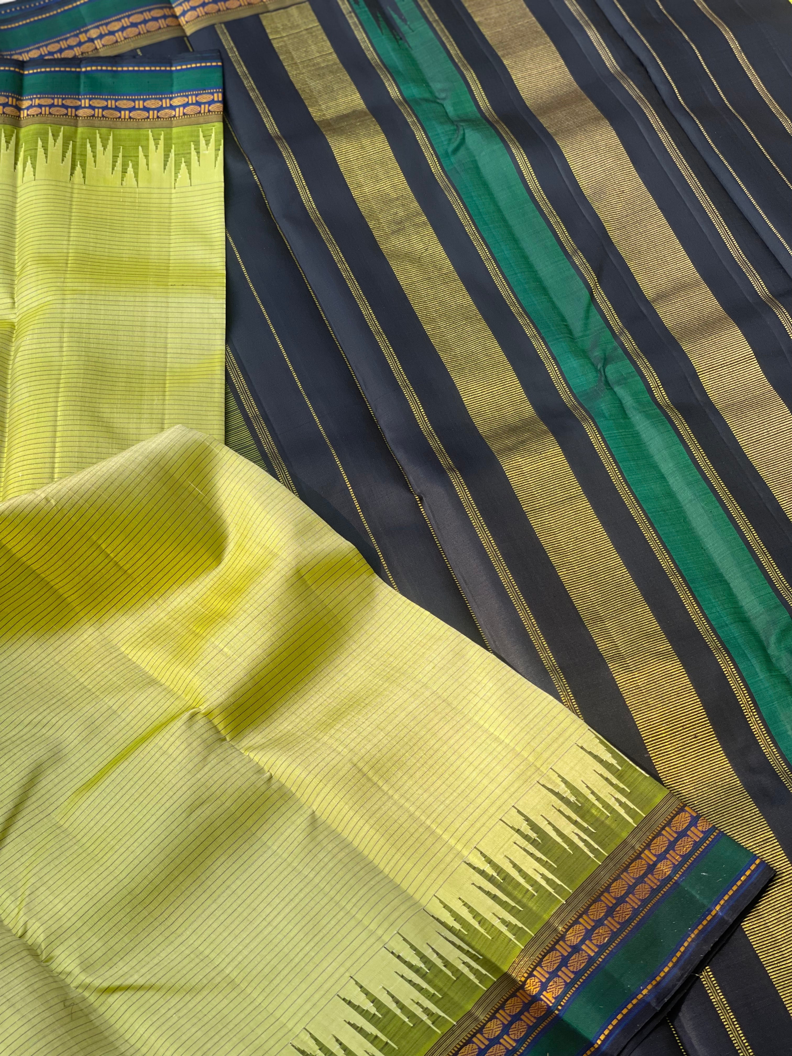 Threadwork korvai silk kanchivaram saree