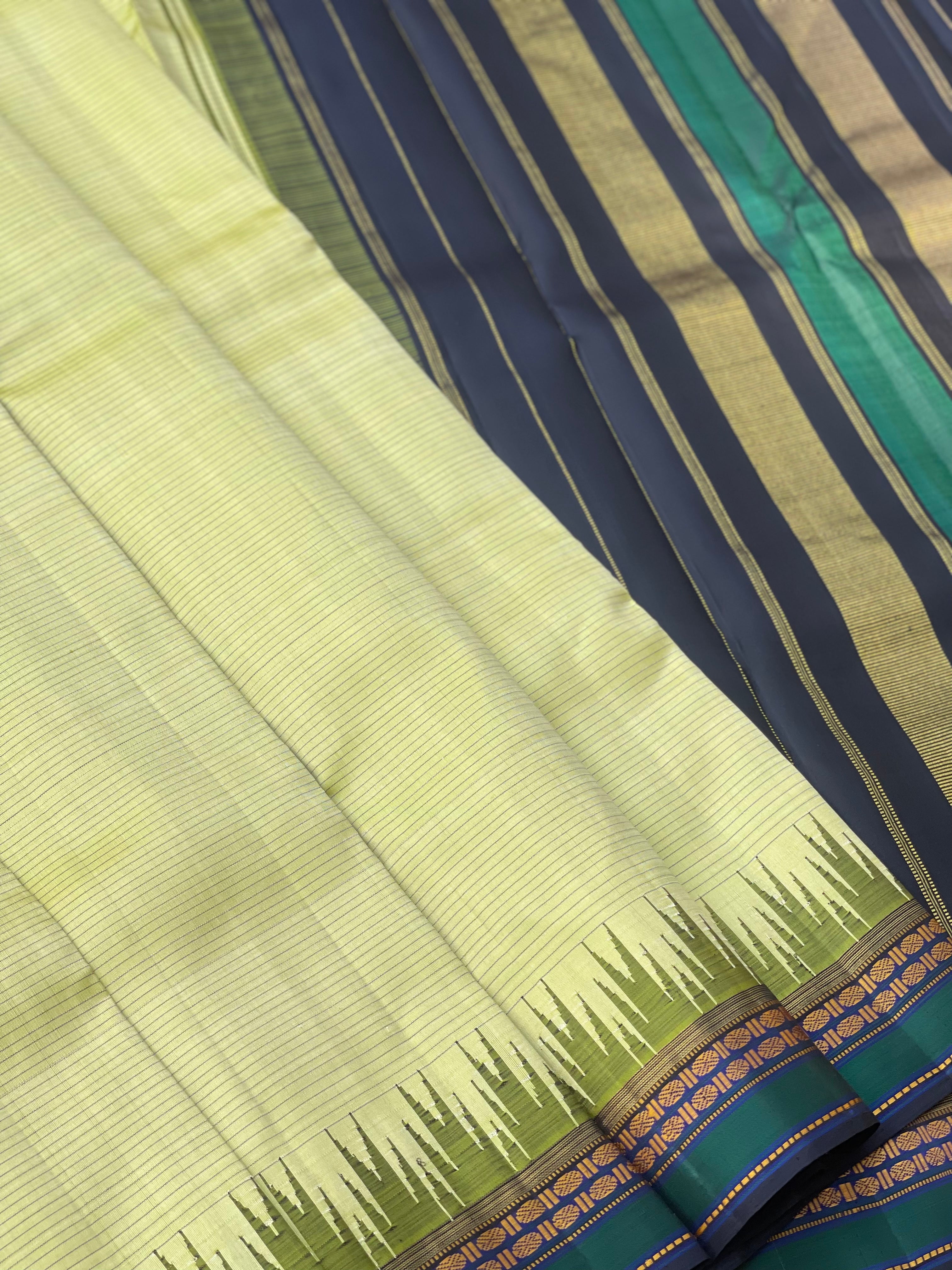 Threadwork korvai silk kanchivaram saree