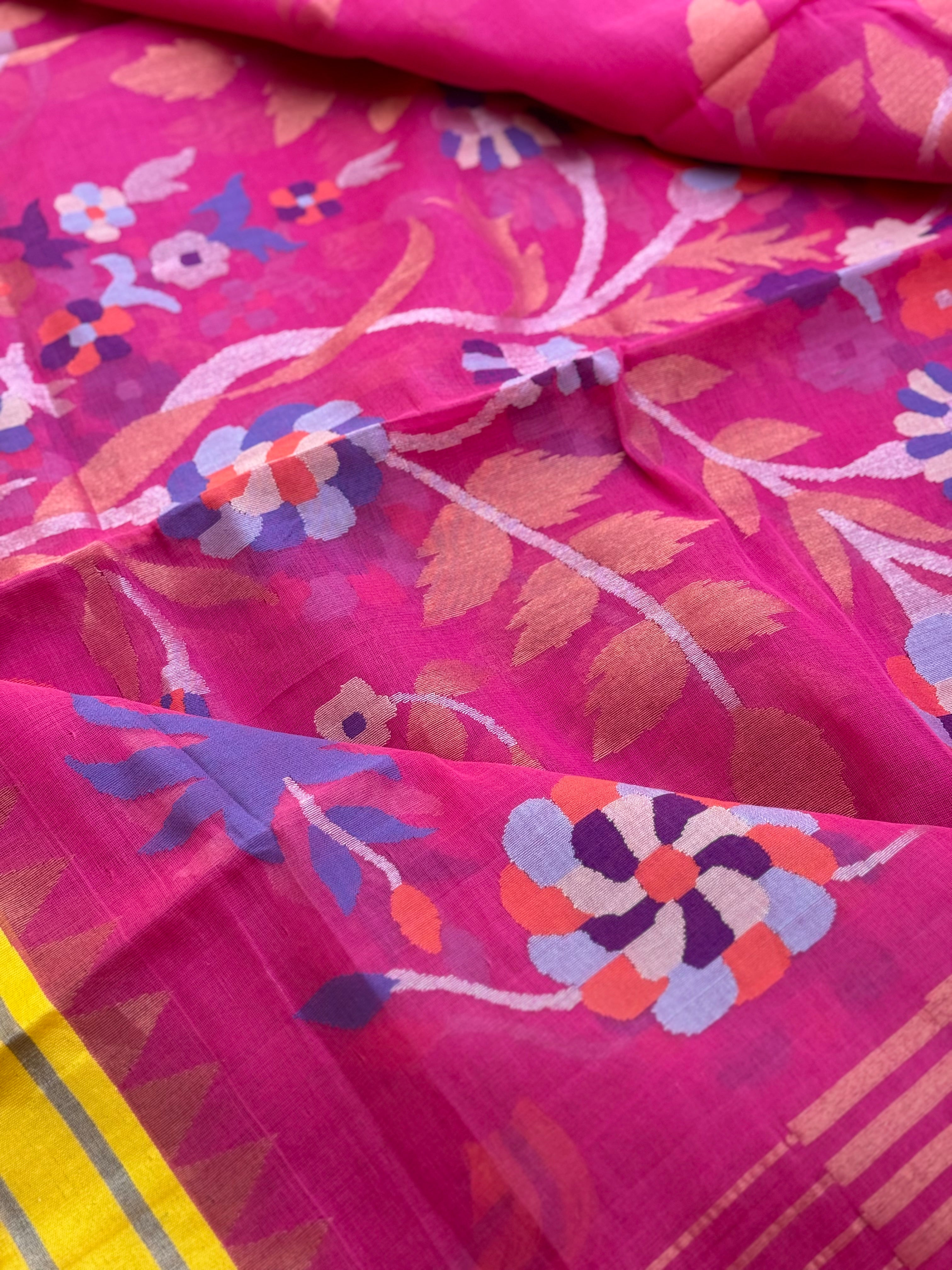Handspun Ponduru Khadi pallu and blouse Jaal Jamdani Saree