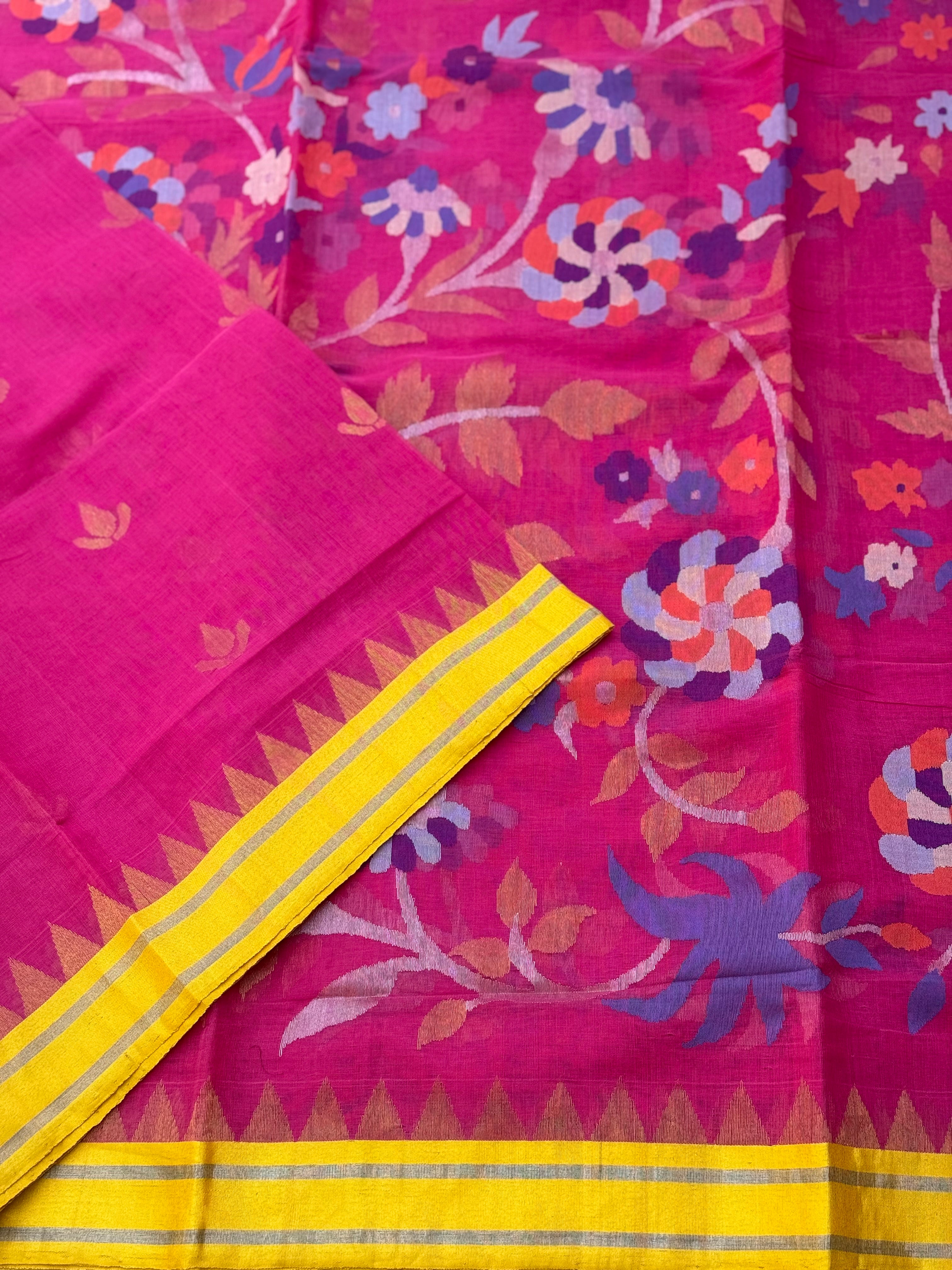 Handspun Ponduru Khadi pallu and blouse Jaal Jamdani Saree