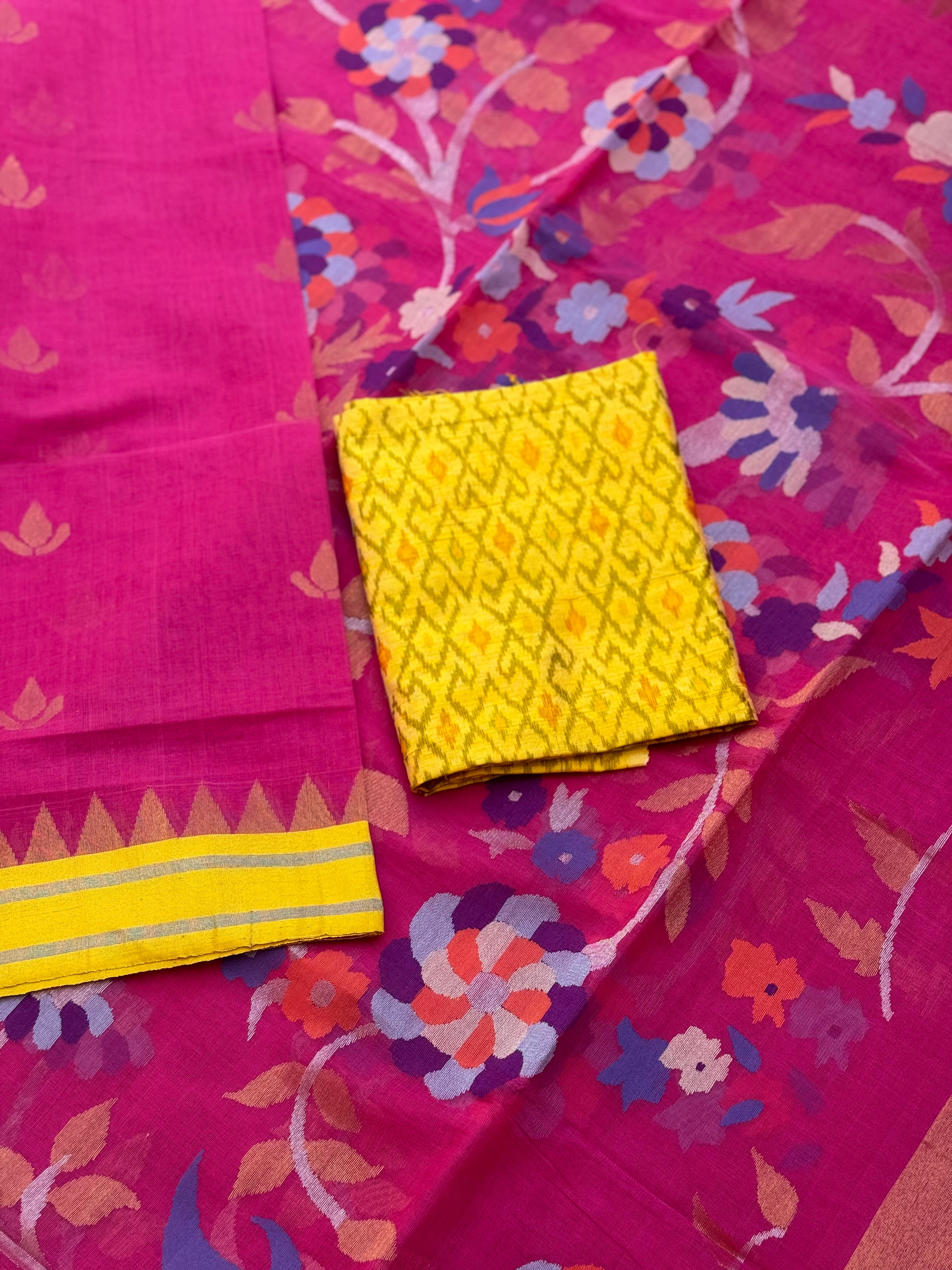 Handspun Ponduru Khadi pallu and blouse Jaal Jamdani Saree