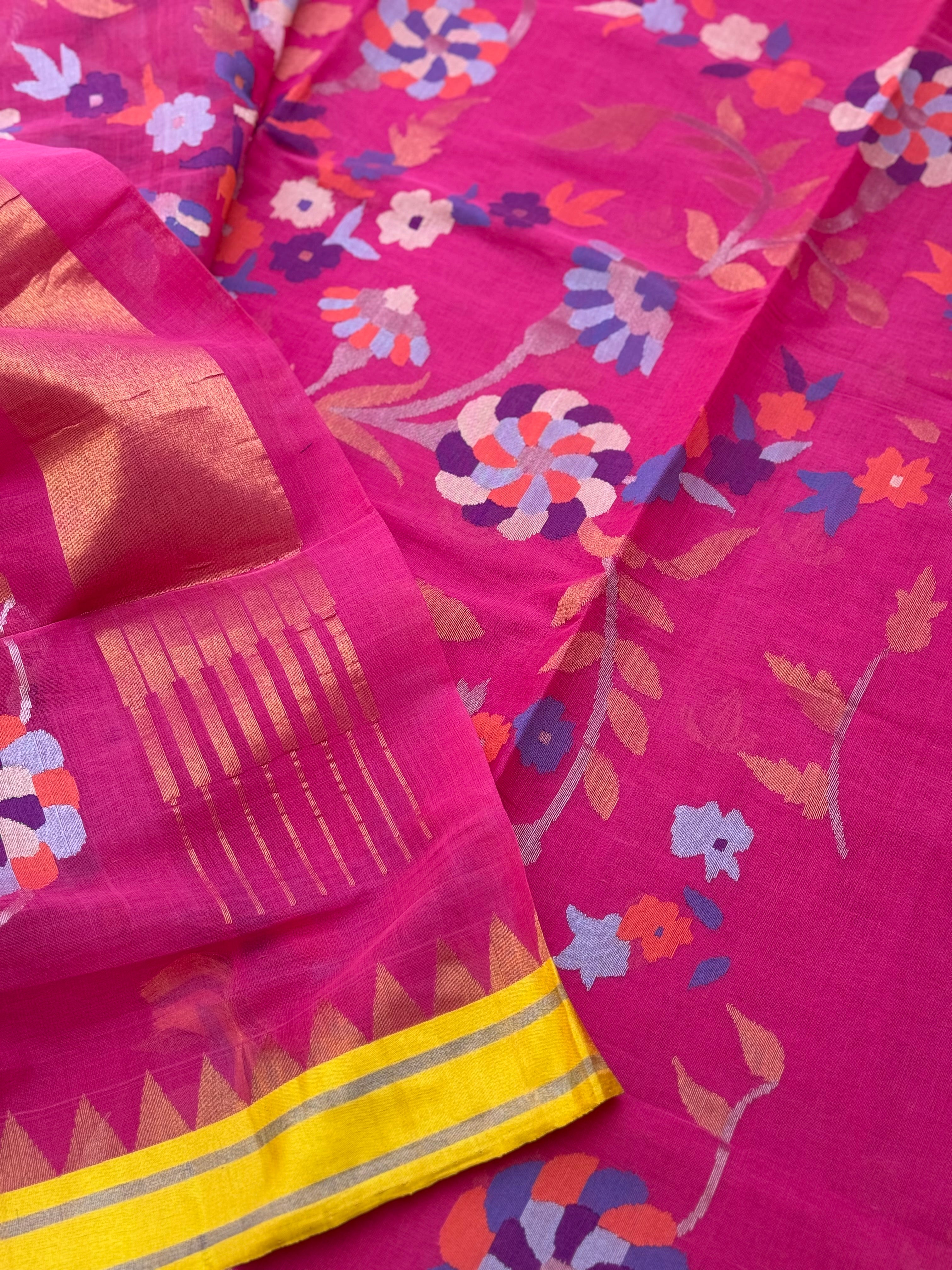 Handspun Ponduru Khadi pallu and blouse Jaal Jamdani Saree