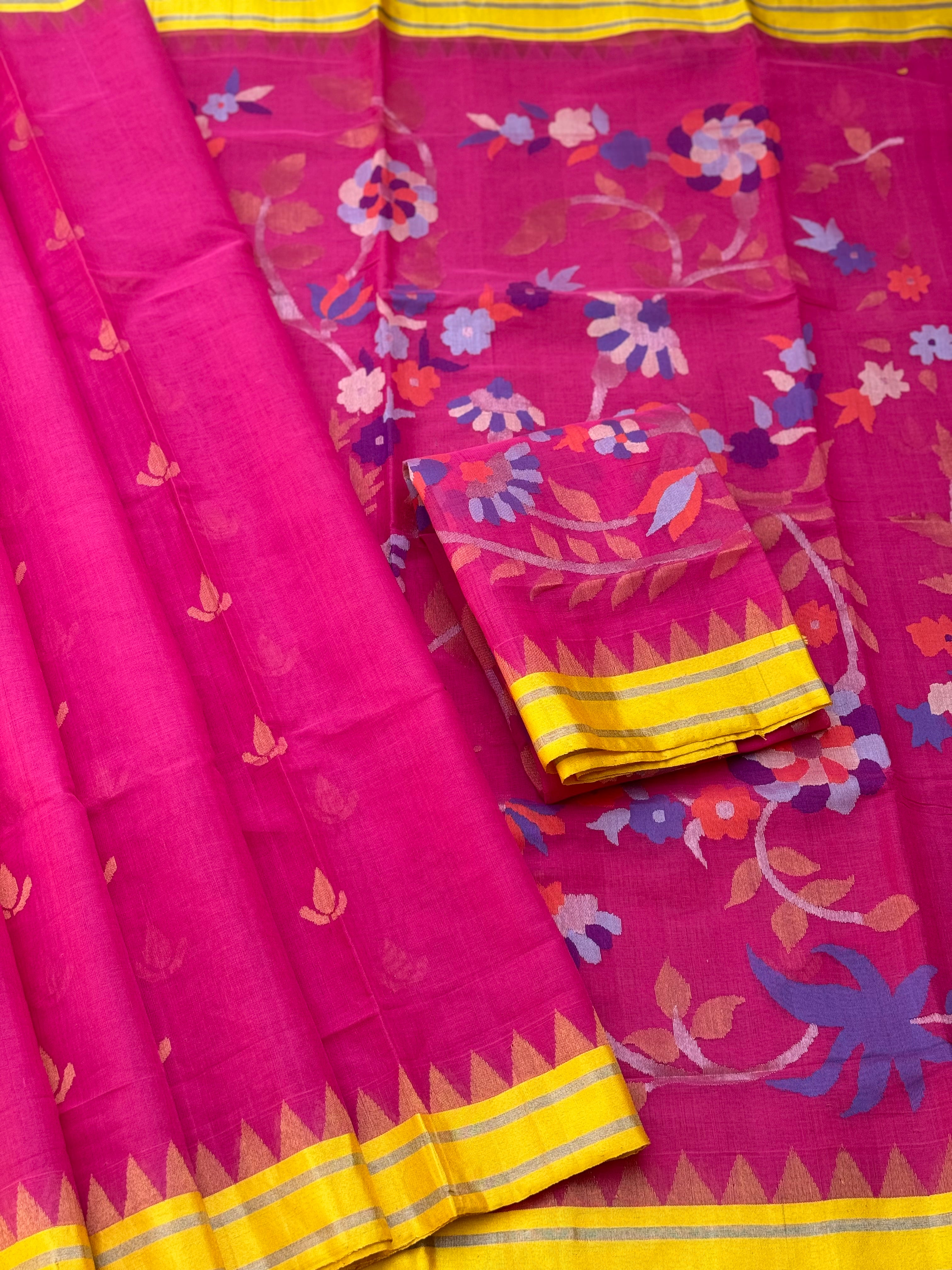 Handspun Ponduru Khadi pallu and blouse Jaal Jamdani Saree