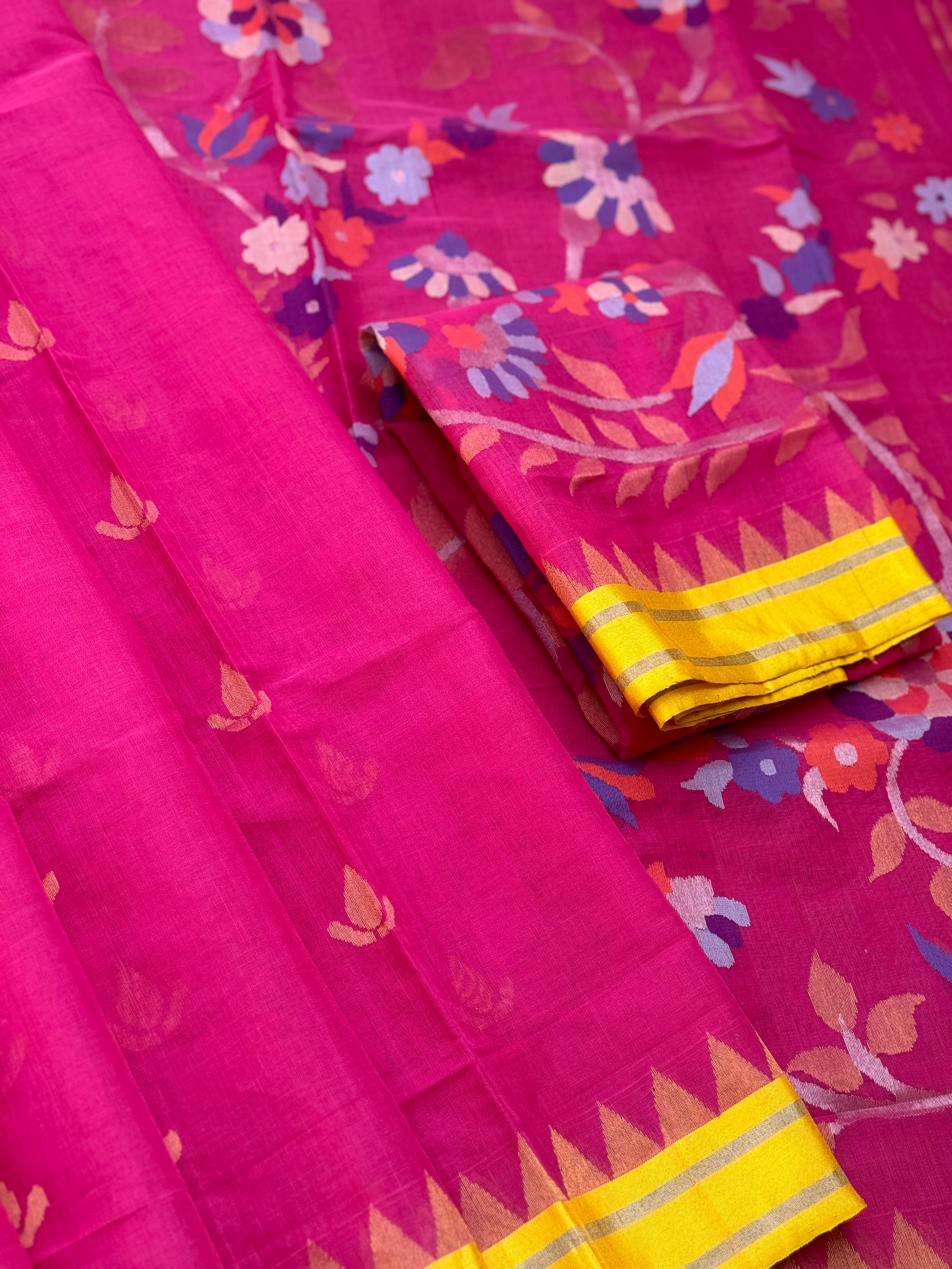 Handspun Ponduru Khadi pallu and blouse Jaal Jamdani Saree