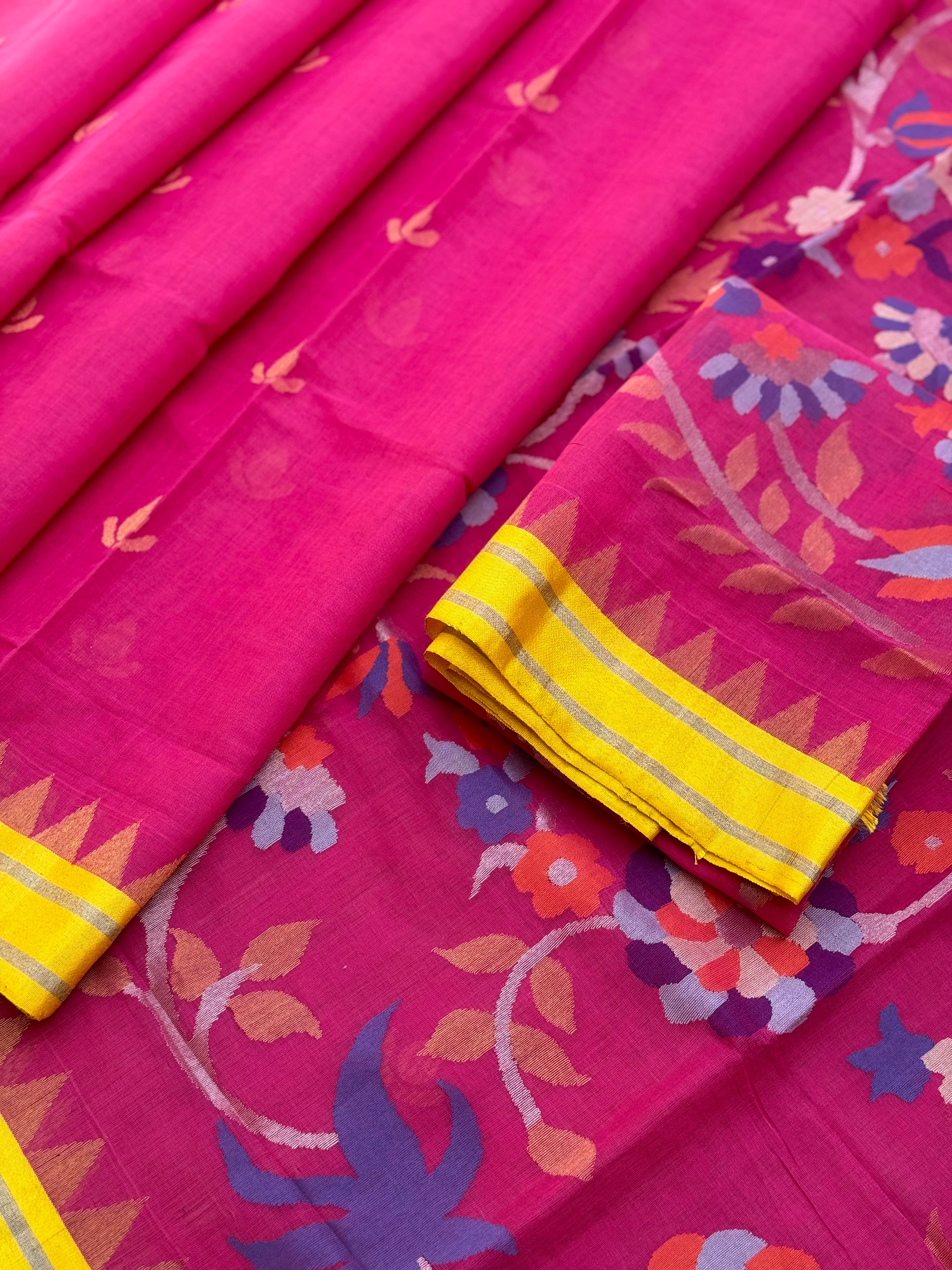 Handspun Ponduru Khadi pallu and blouse Jaal Jamdani Saree