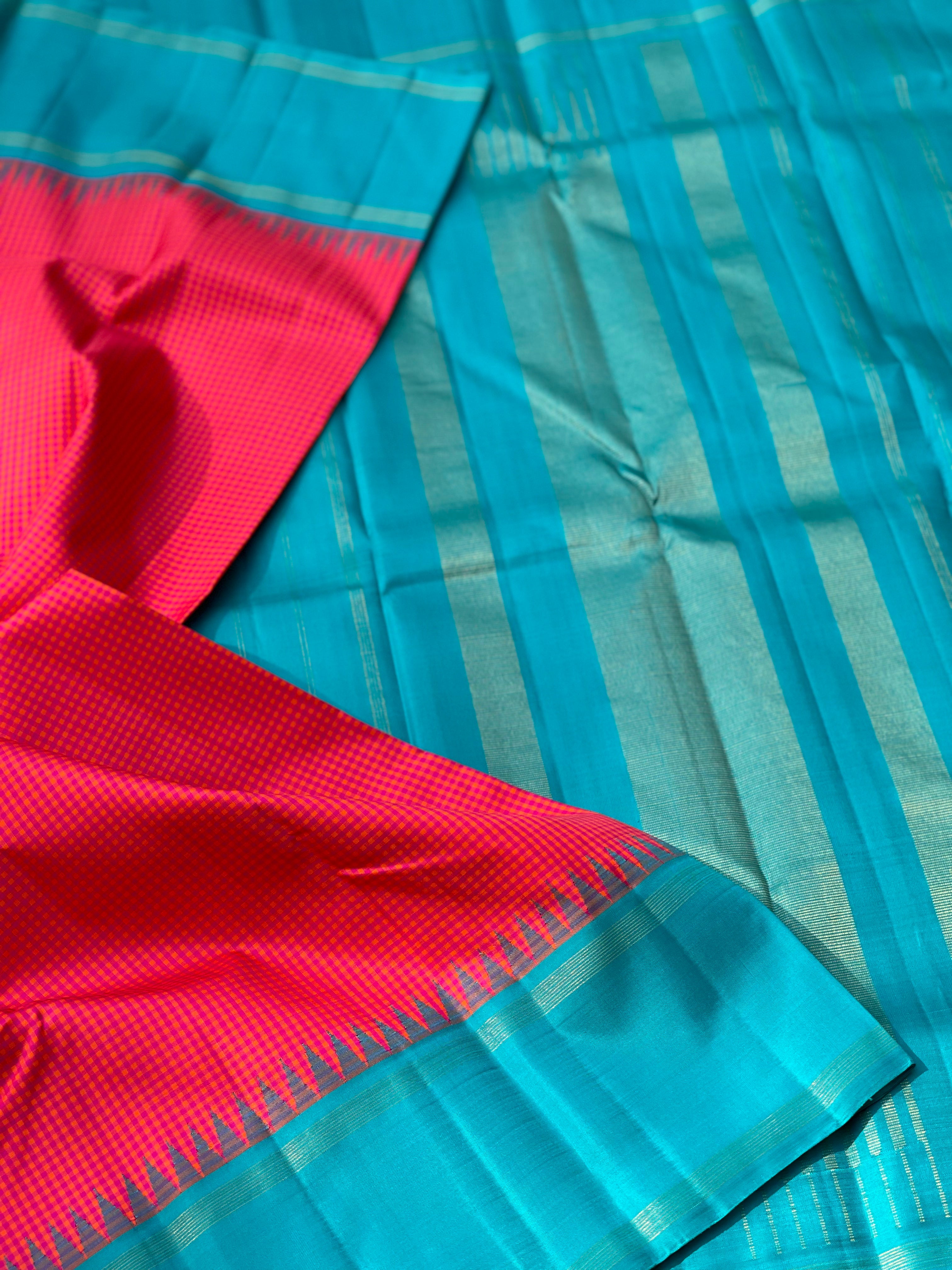Minimal zari Pure kanchivaram Korvai silk Saree