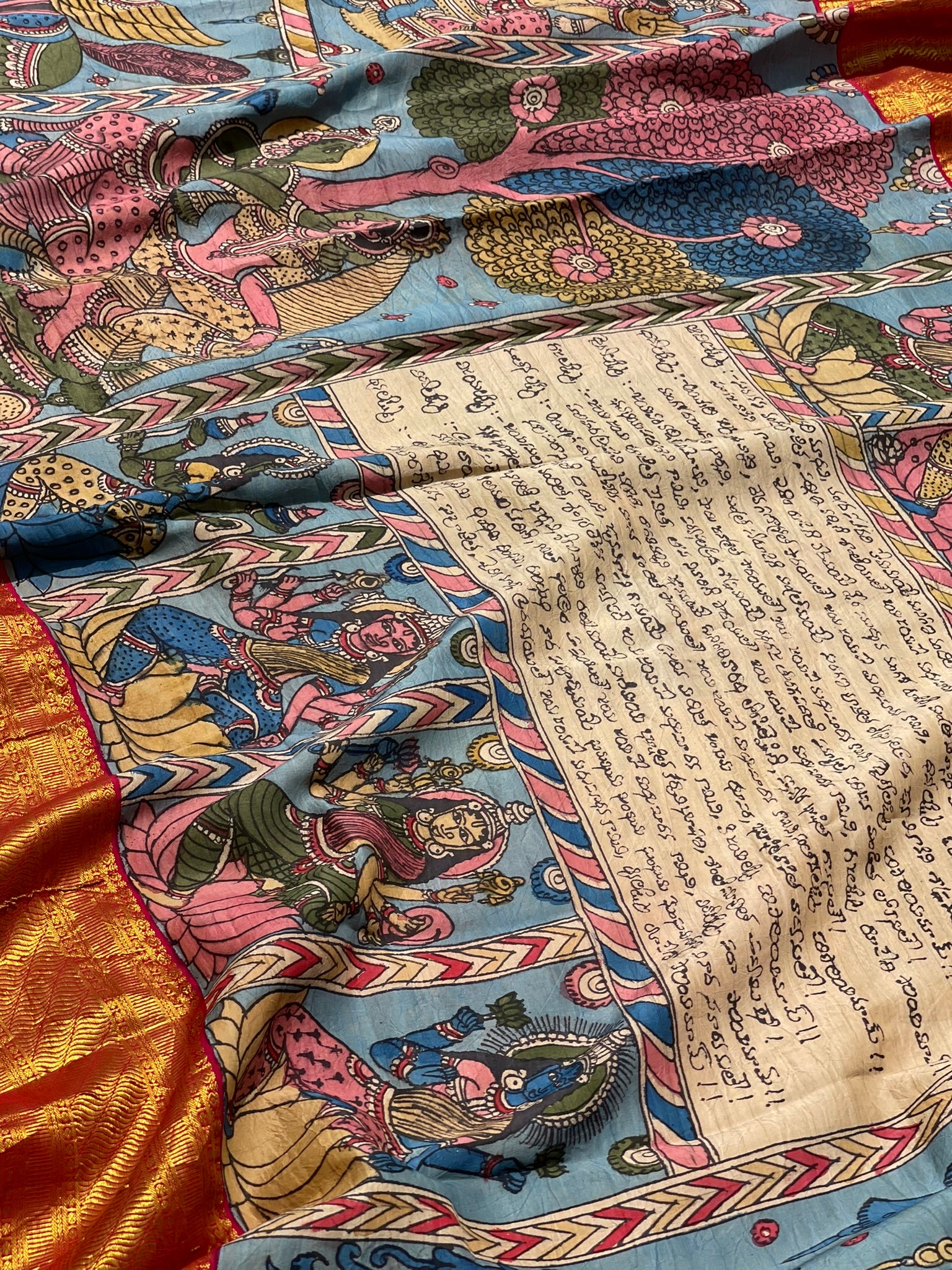 Concept Ashtalakshmi Penkalamkari Kanchivaram silk Saree